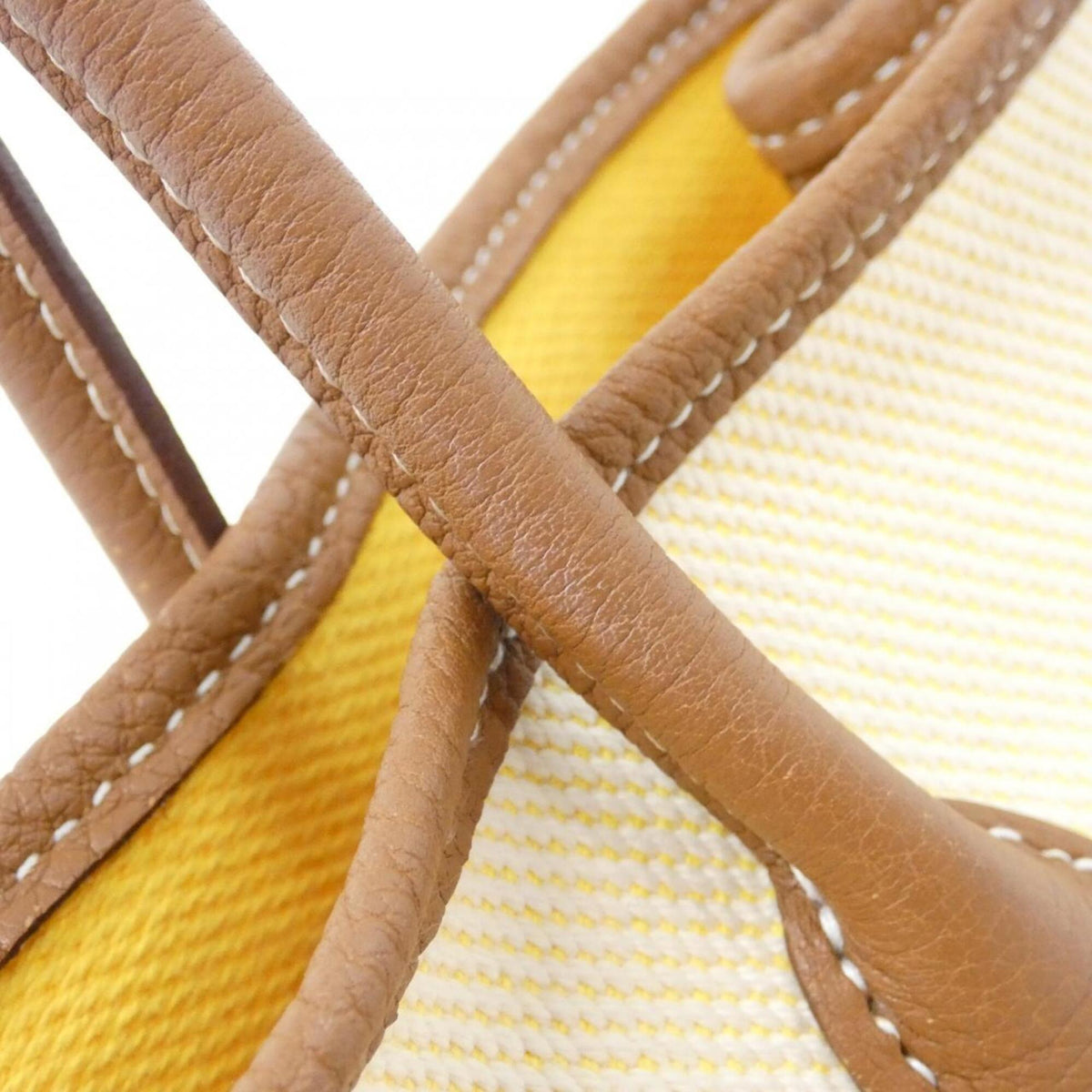 Hermes Ecru Yellow Toile H Negonda Leather Handbag (Pre-Owned)