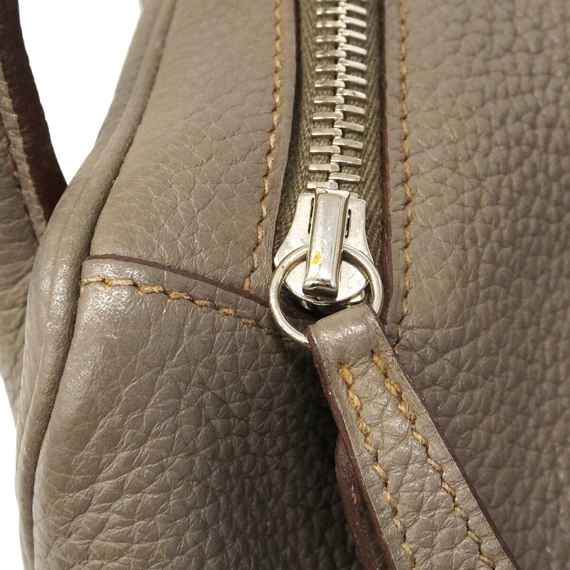 Hermes Etain Taurillon Clemence Leather Handbag (Pre-Owned)