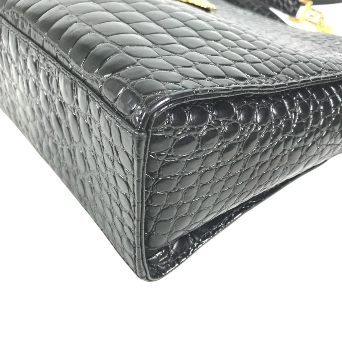 Versace Black Leather Shoulder Bag Tote Bag (Pre-Owned)