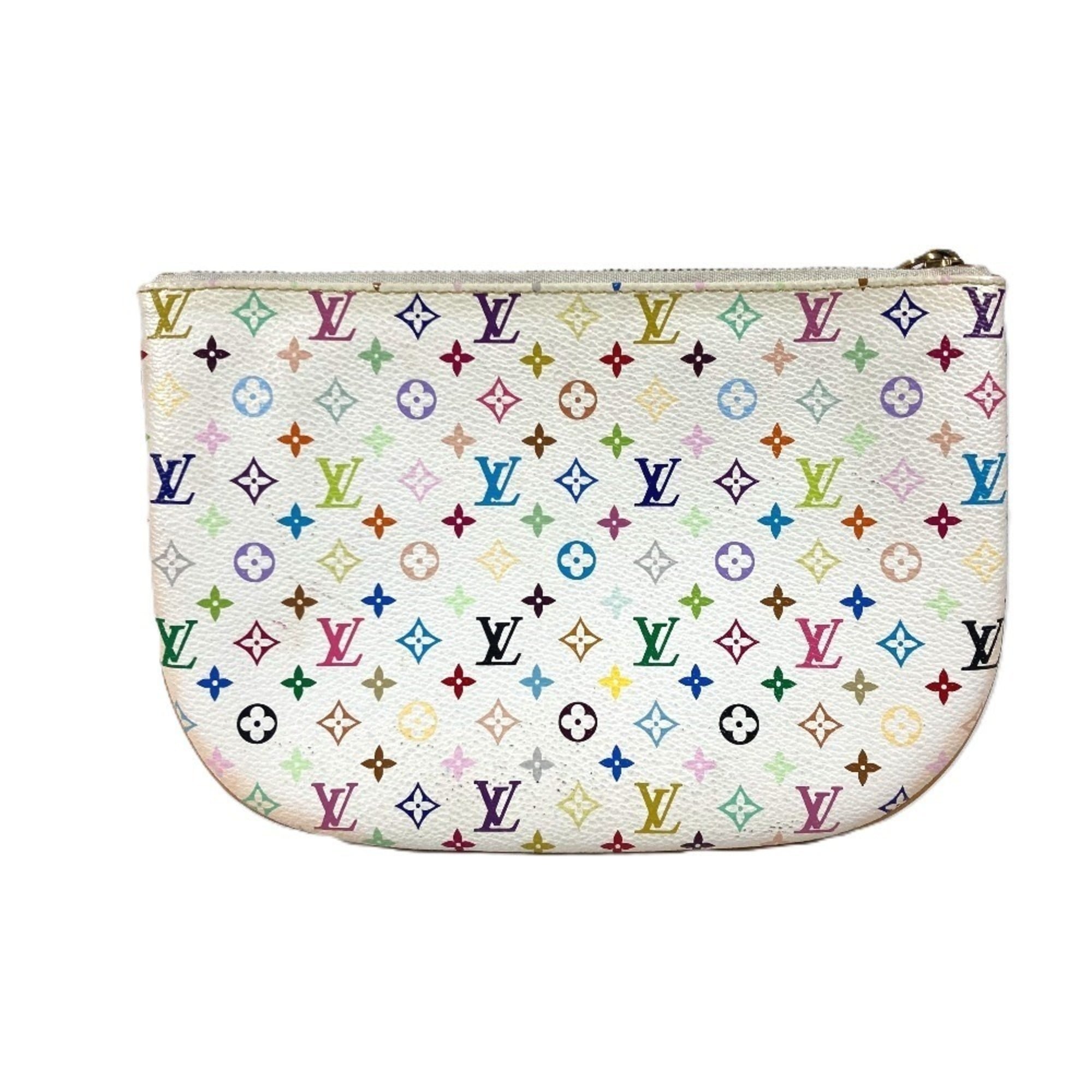 Louis Vuitton Blanc Multi-Color White Monogram Multicolore Clutch Bag Pochette Pouch (Pre-Owned)