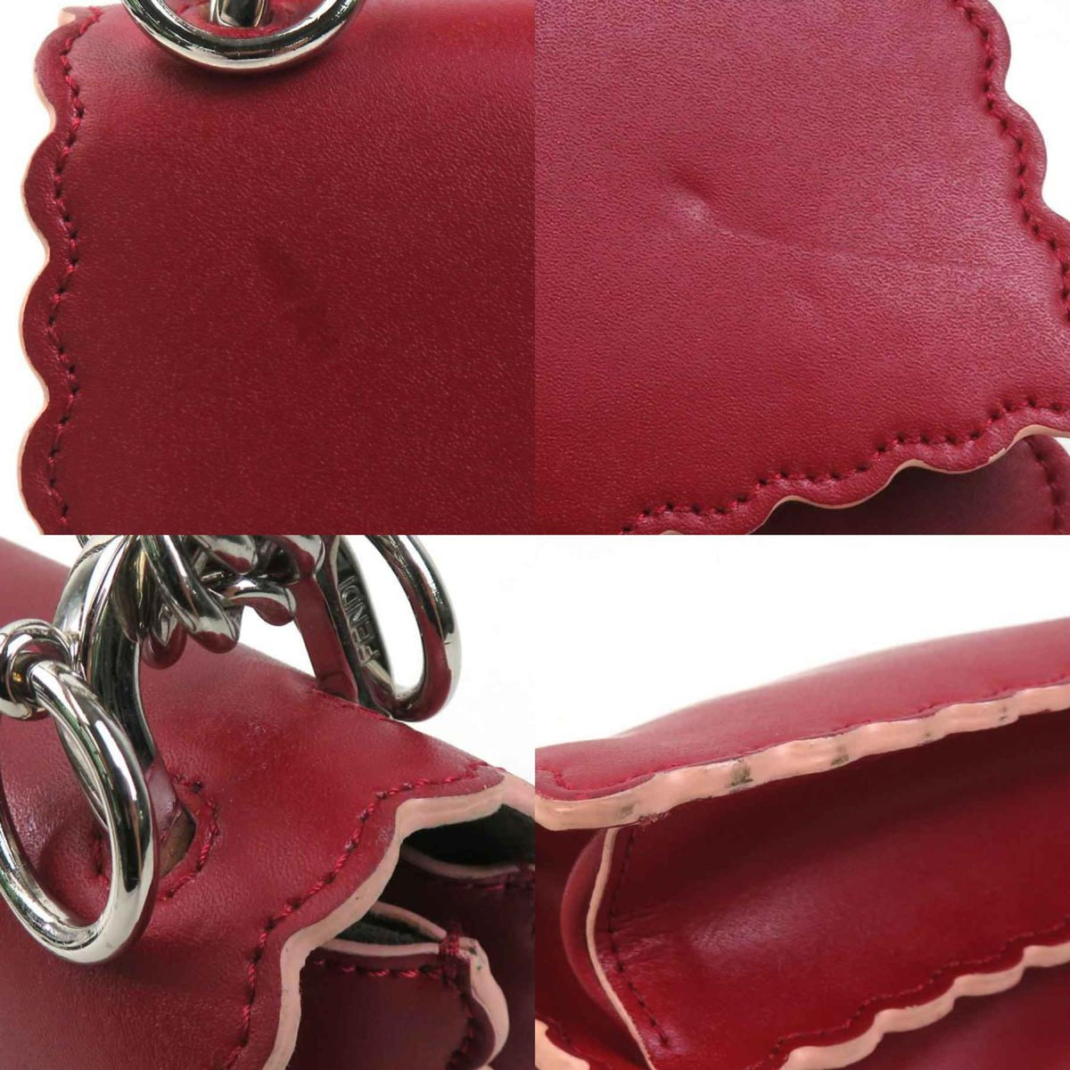 Fendi Red Color Leather Shoulder Bag (Pre-Owned)