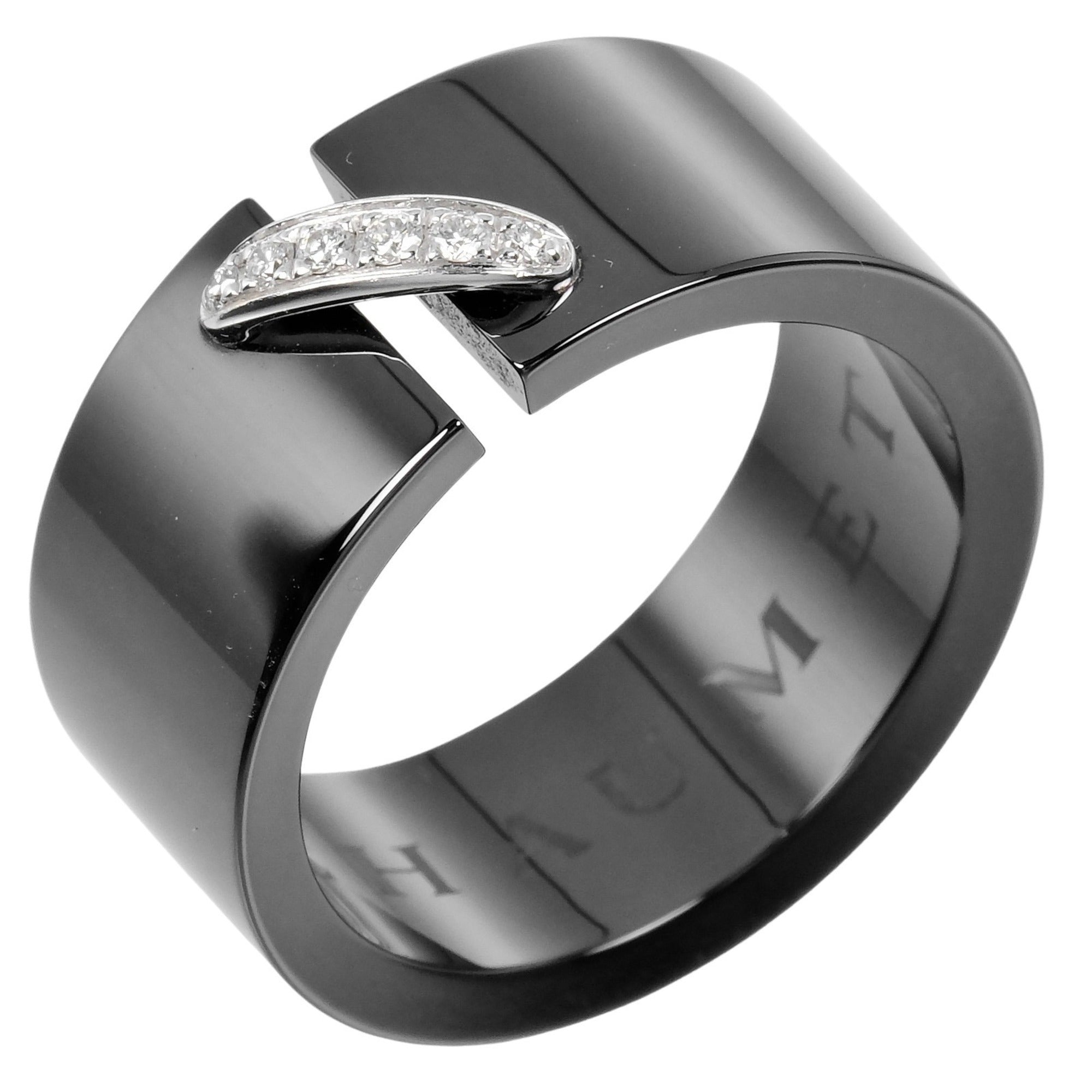 Chaumet Black White Gold Ceramic White Gold (18K) Band Ring (Pre-Owned)
