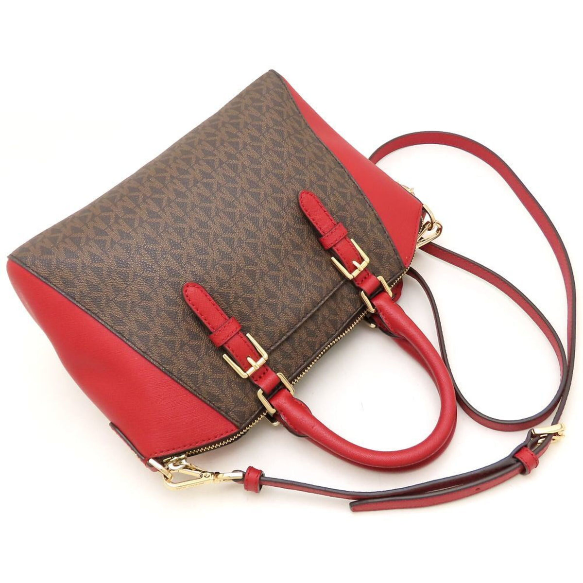 Michael Kors Brown Red Color Leather Handbag (Pre-Owned)