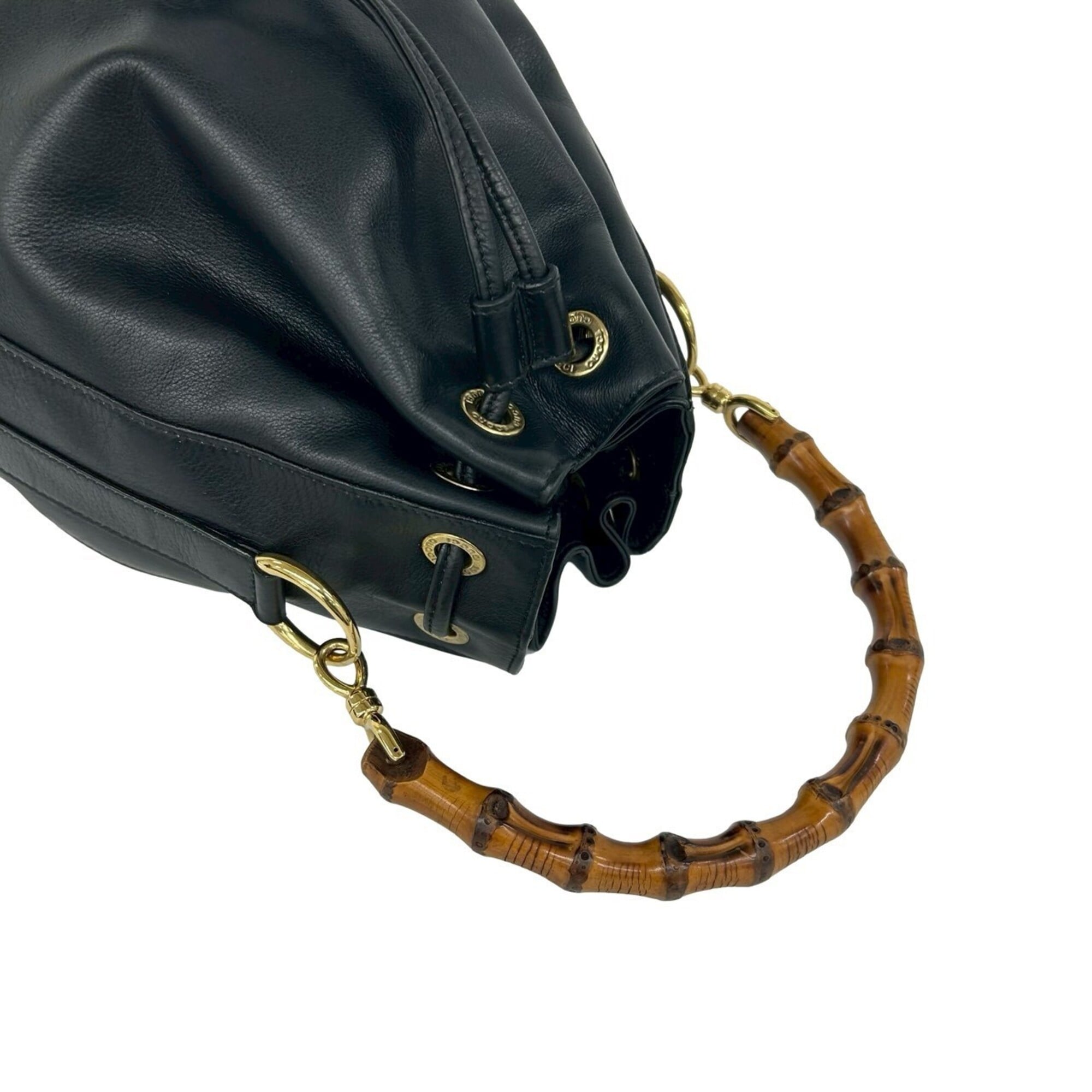 Gucci Black Leather Handbag Shoulder Bag (Pre-Owned)