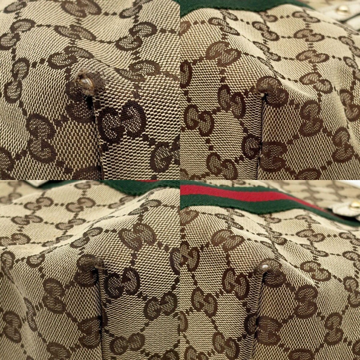 Gucci Ivory Gg Canvas Leather Tote Bag (Pre-Owned)