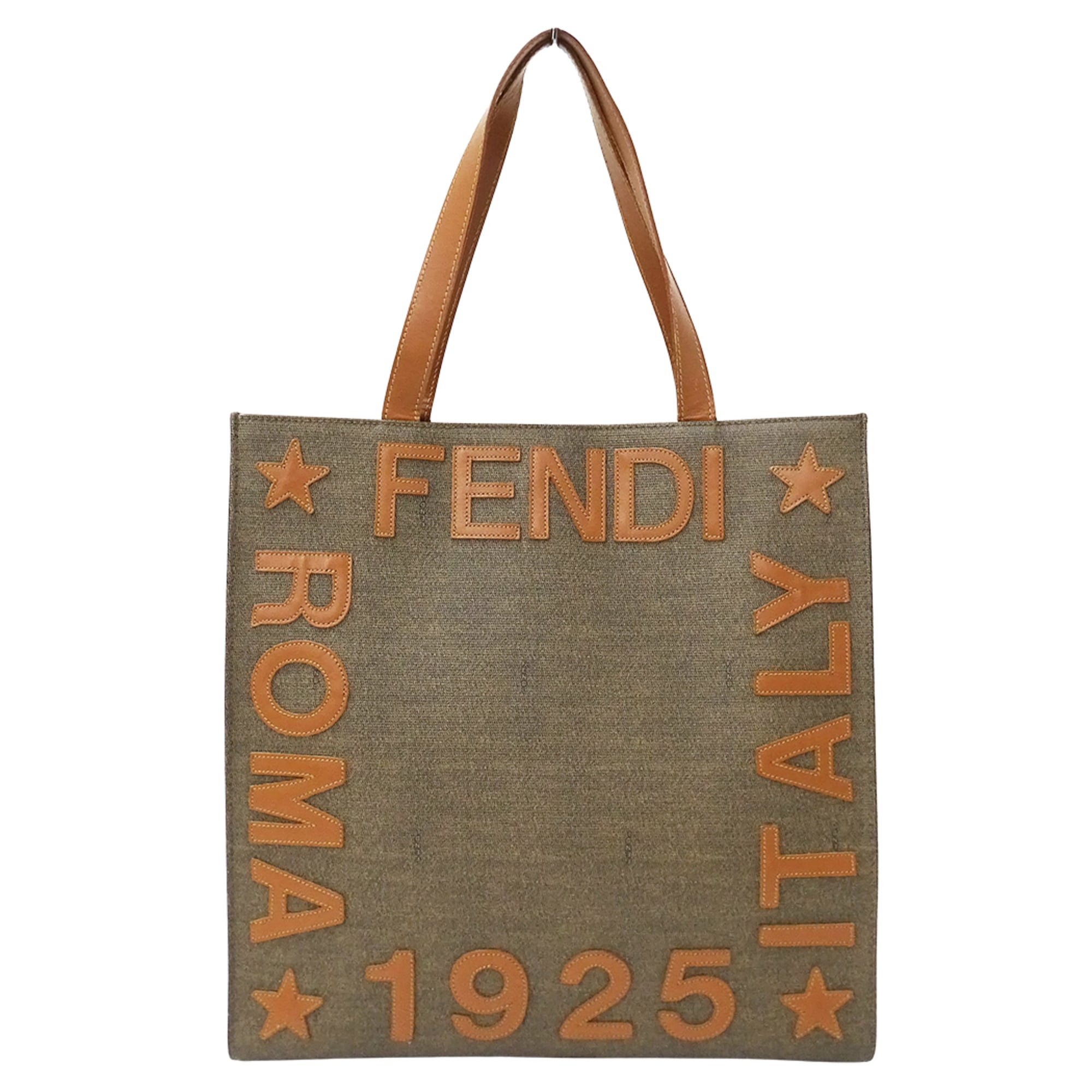 Fendi Brown Khaki Pvc Handbag Tote Bag (Pre-Owned)