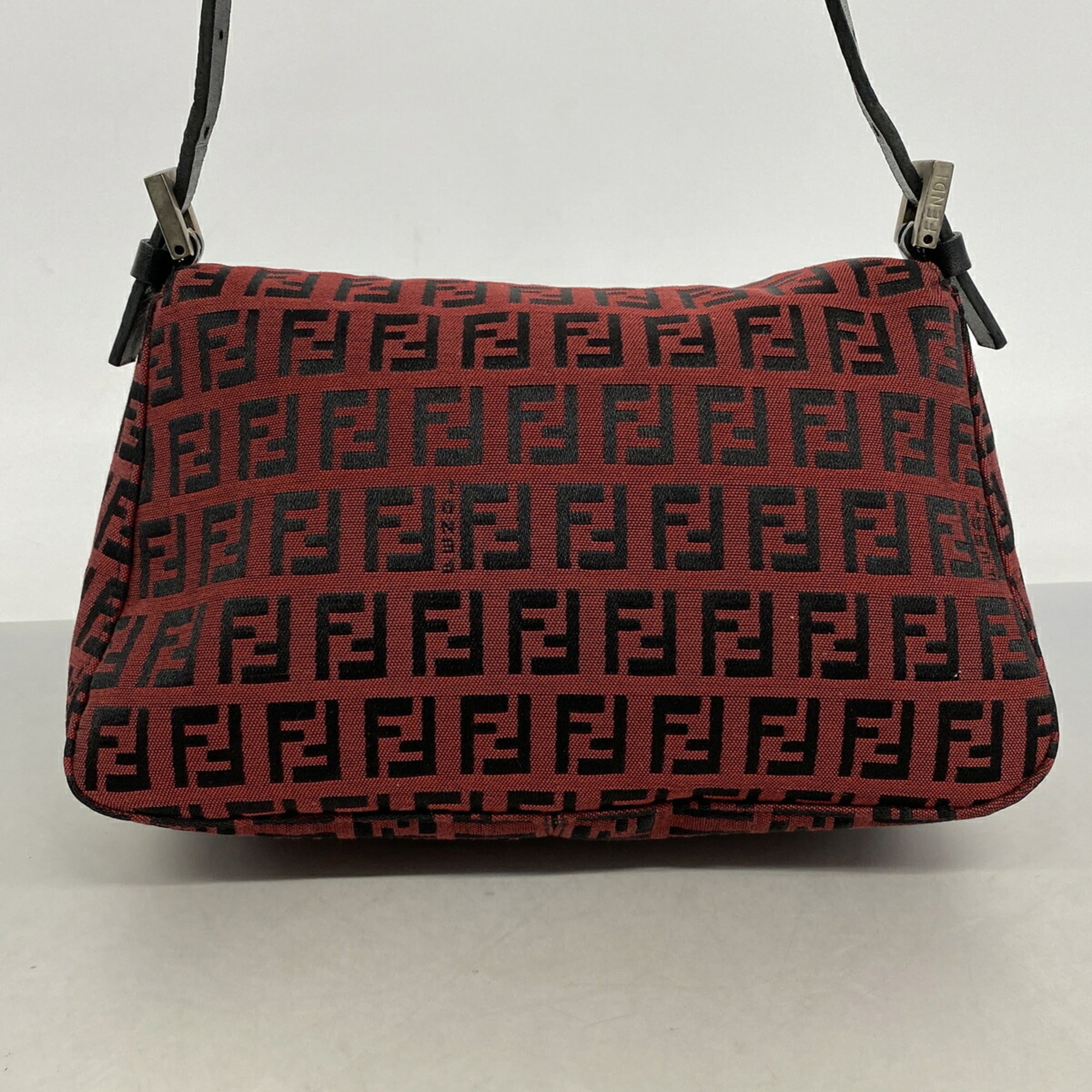 Fendi Black Red Color Nylon Canvas Handbag (Pre-Owned)