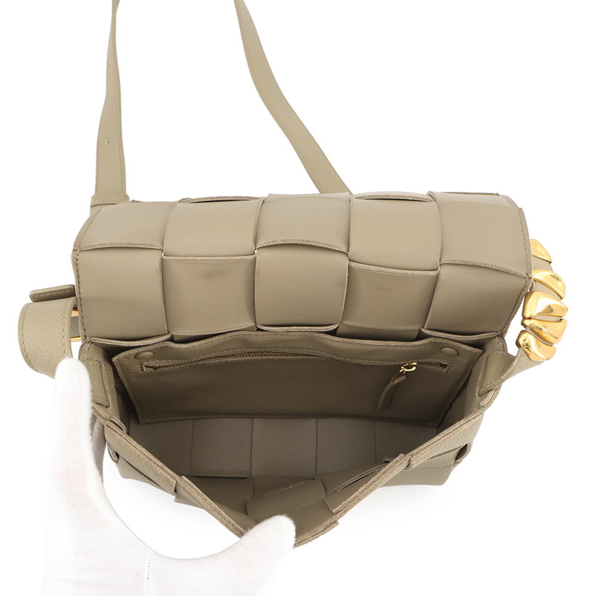 Bottega Veneta Beige Intrecciato Handbag Shoulder Bag (Pre-Owned)