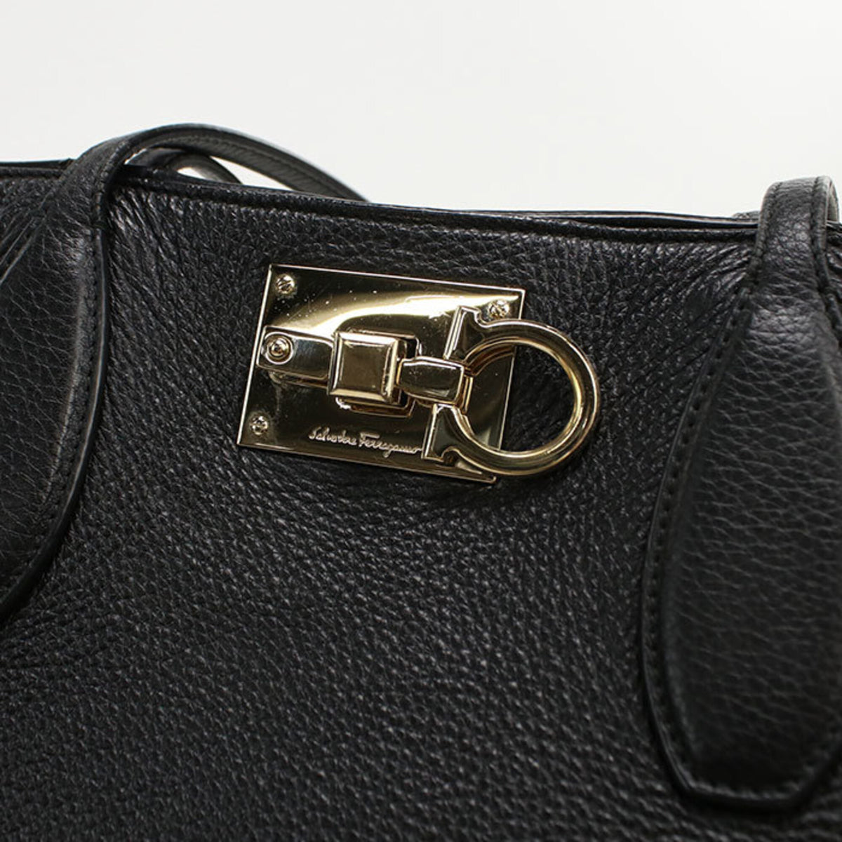 Salvatore Ferragamo Black Leather Pouch Tote Bag (Pre-Owned)