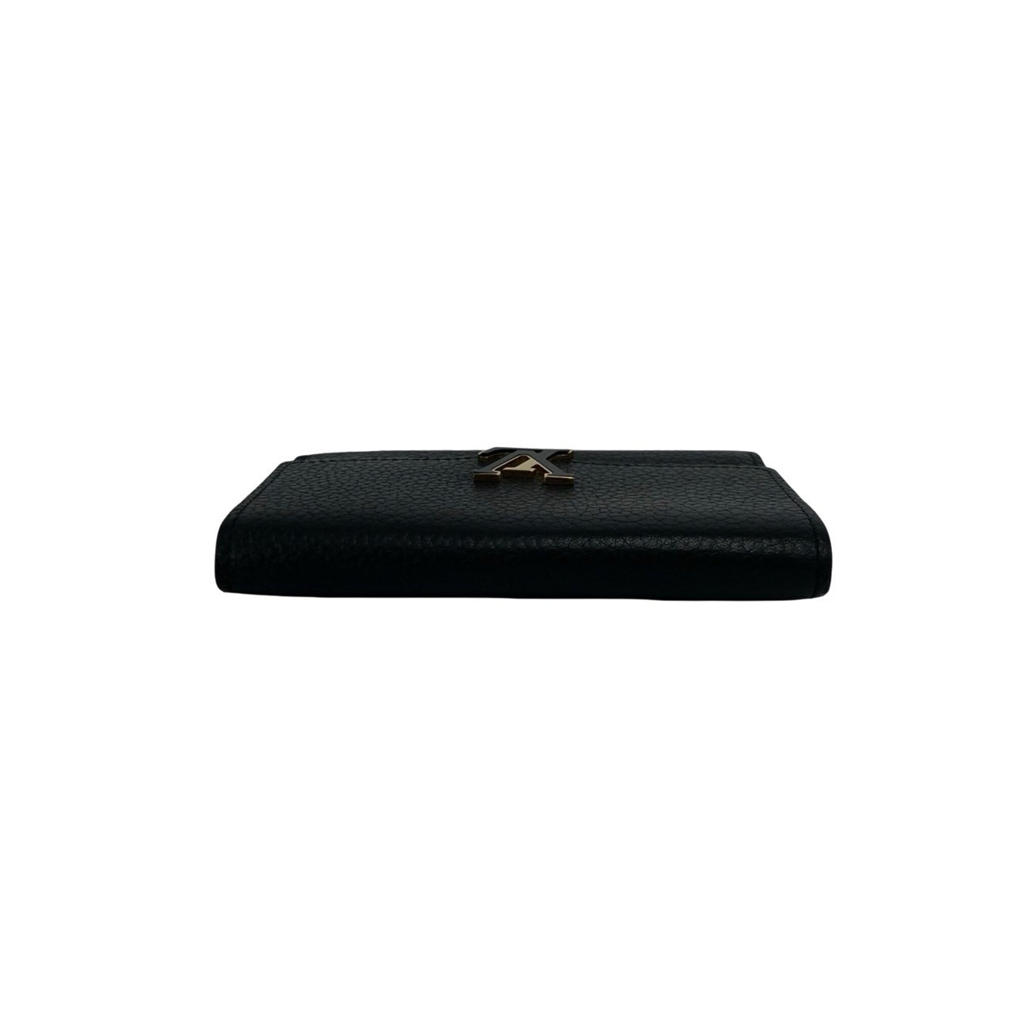 Louis Vuitton Black Leather Wallet (Tri-Fold) (Pre-Owned)