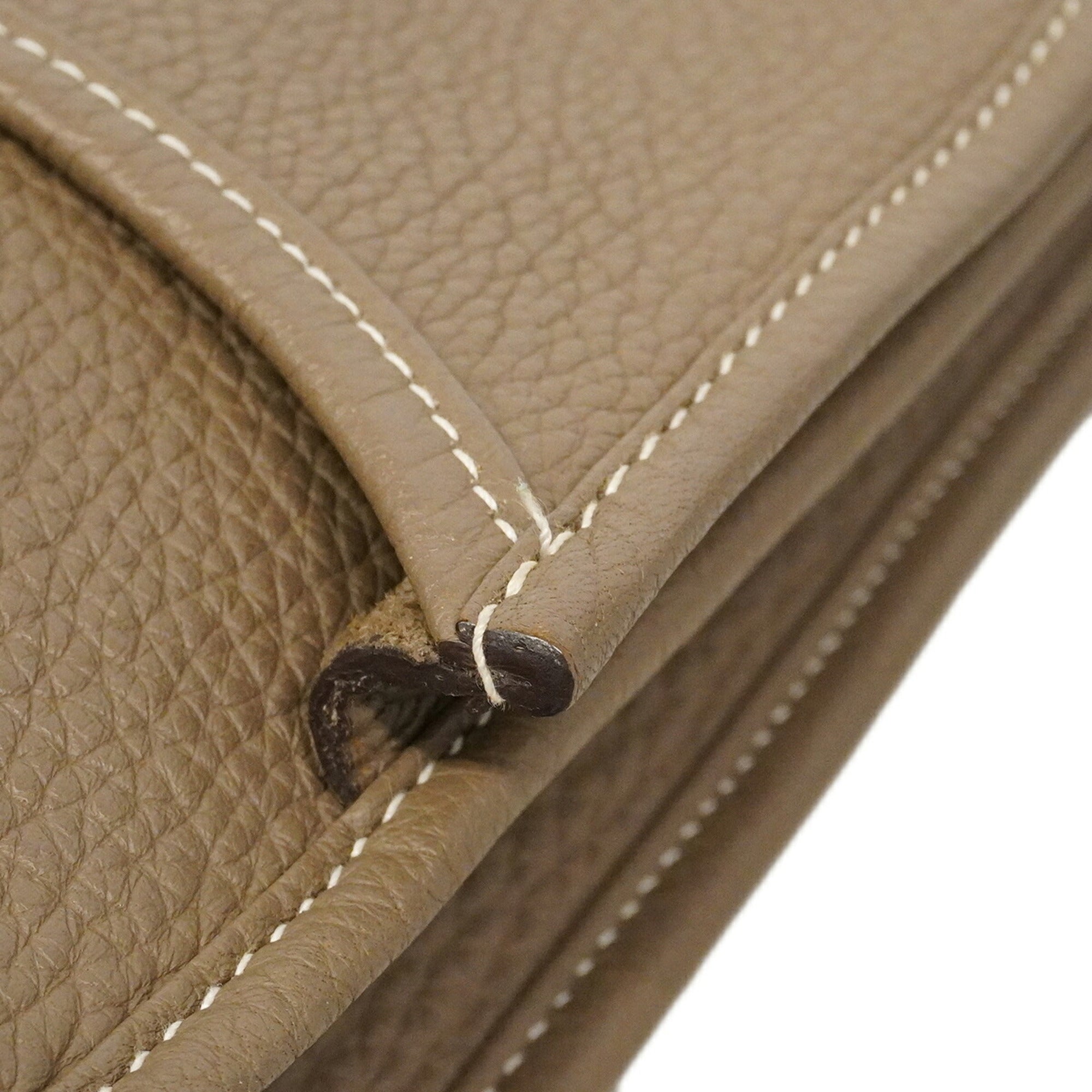 Hermes Etoupe Gray Taurillon Clemence Leather Shoulder Bag (Pre-Owned)