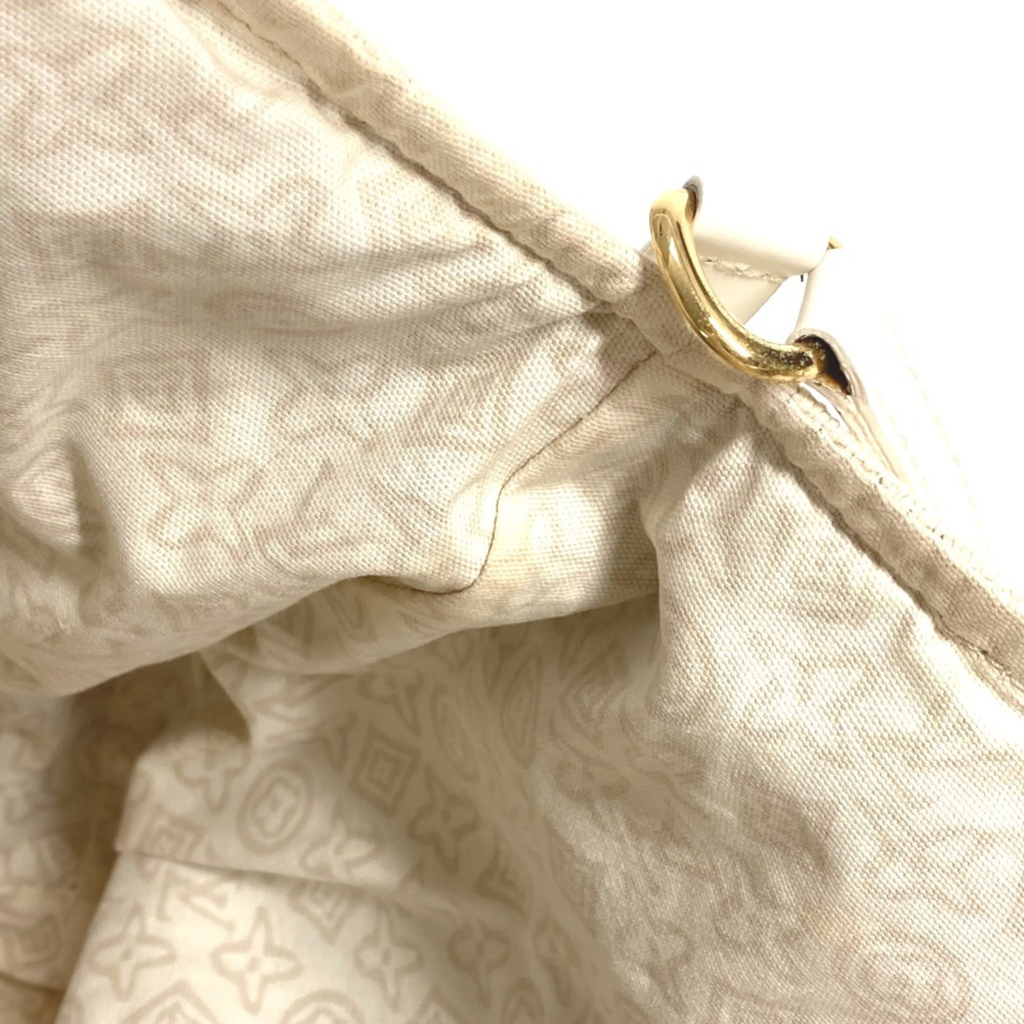 Louis Vuitton Beige Leather Canvas Shoulder Bag Tote Bag (Pre-Owned)