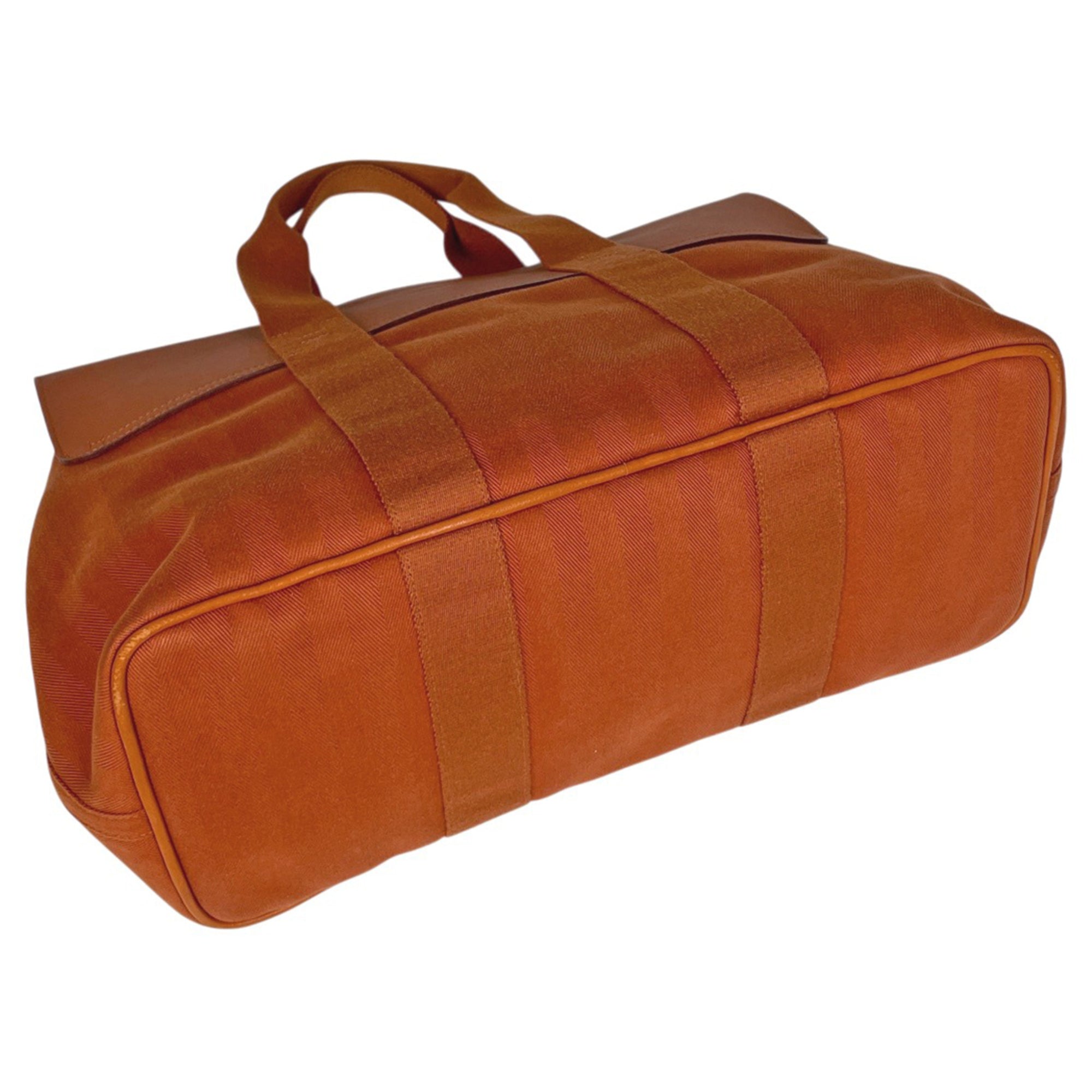Hermes Potiron Toile Chevron Handbag (Pre-Owned)