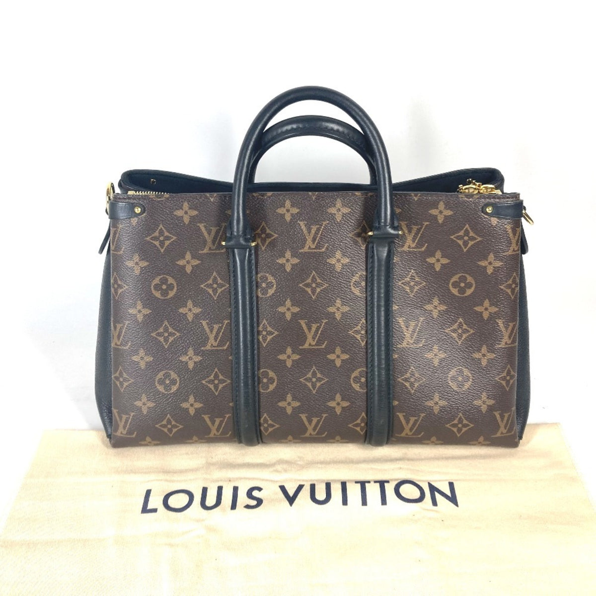 Louis Vuitton Black Brown Monogram Canvas Handbag Tote Bag (Pre-Owned)