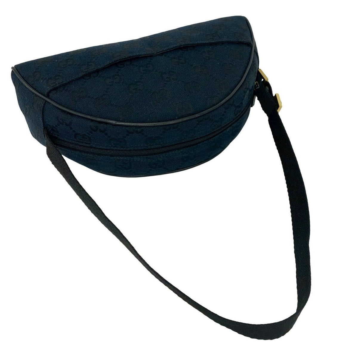 Gucci Black Navy Canvas Leather Handbag Pouch Shoulder Bag (Pre-Owned)