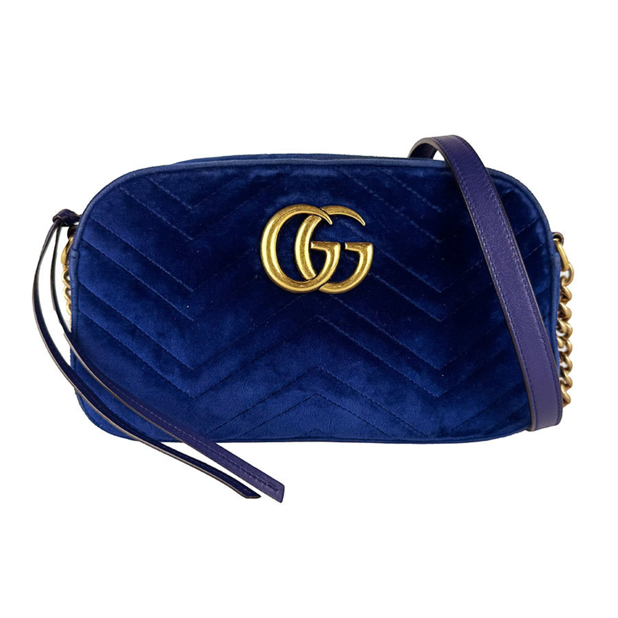 Gucci Dark Blue Velvet Shoulder Bag (Pre-Owned)