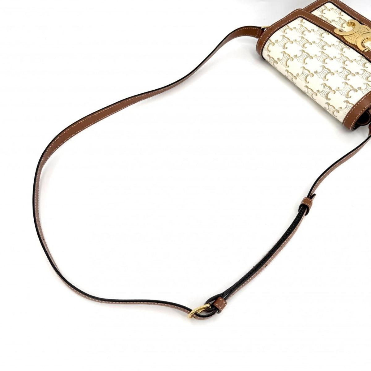 Celine Brown White Pvc Coated Canvas Leather Shoulder Bag (Pre-Owned)