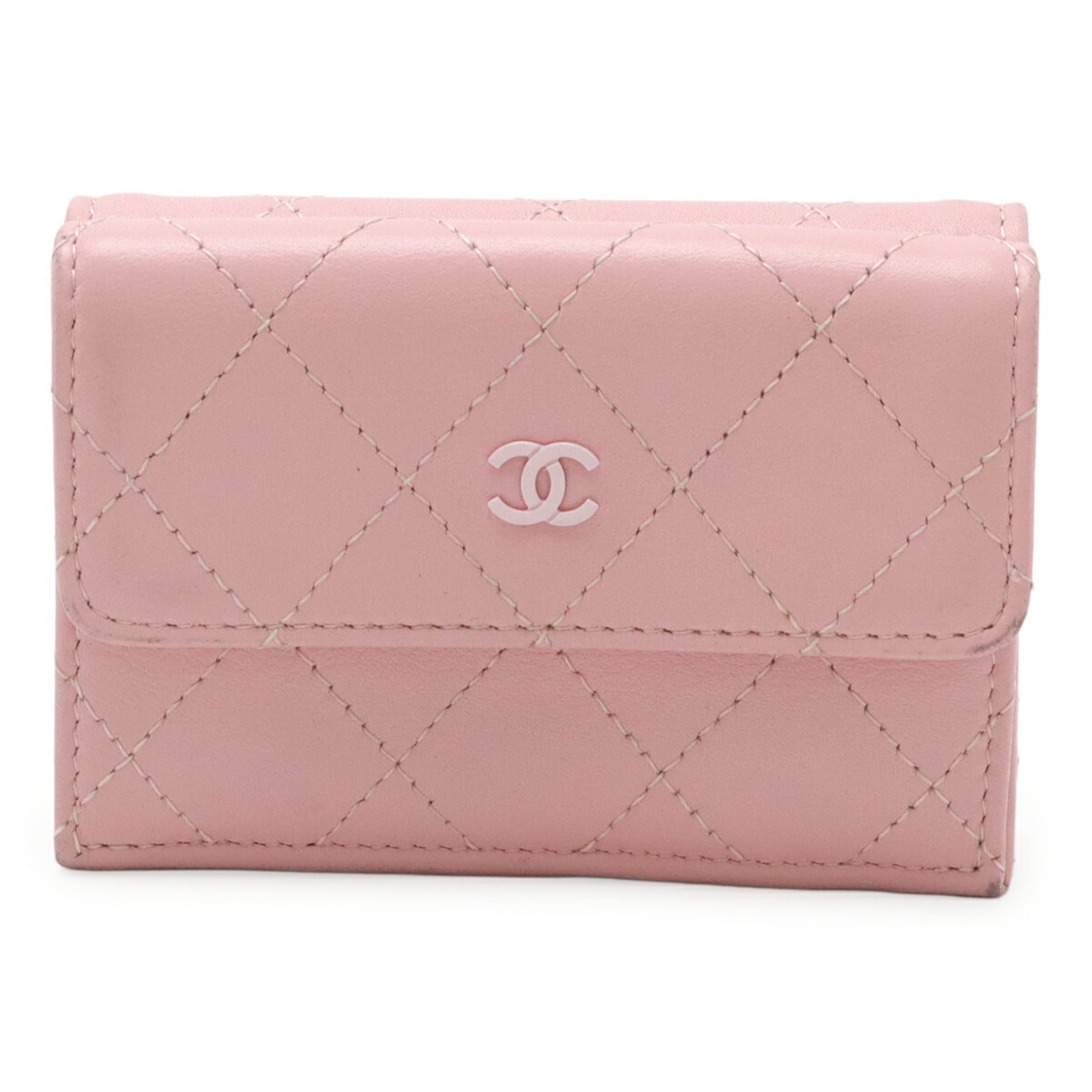 Chanel Pink Leather Wallet (Tri-Fold) (Pre-Owned)