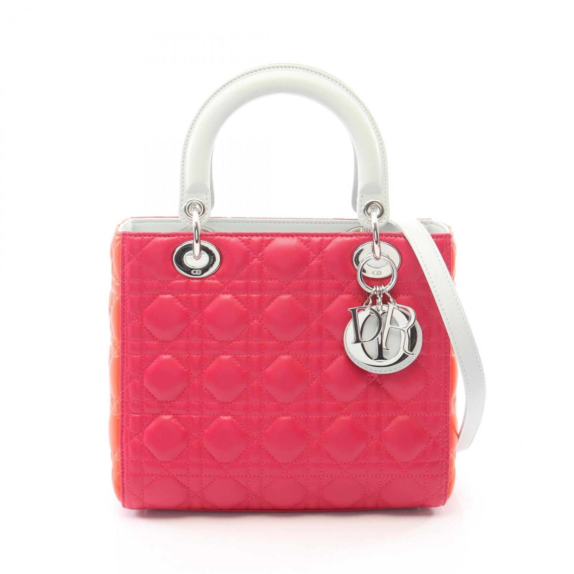 Christian Dior Blue Orange Pink Leather Handbag (Pre-Owned)