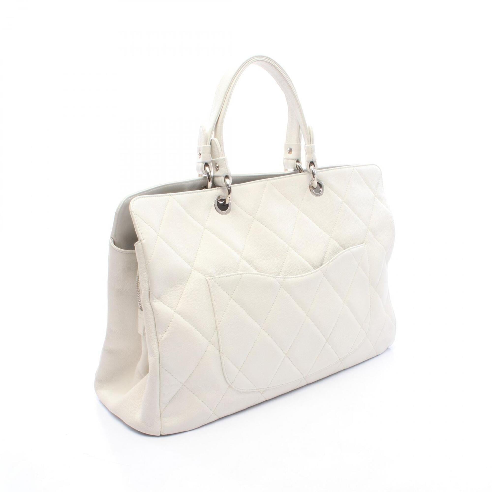 Chanel White Grained Calfskin Handbag Tote Bag (Pre-Owned)