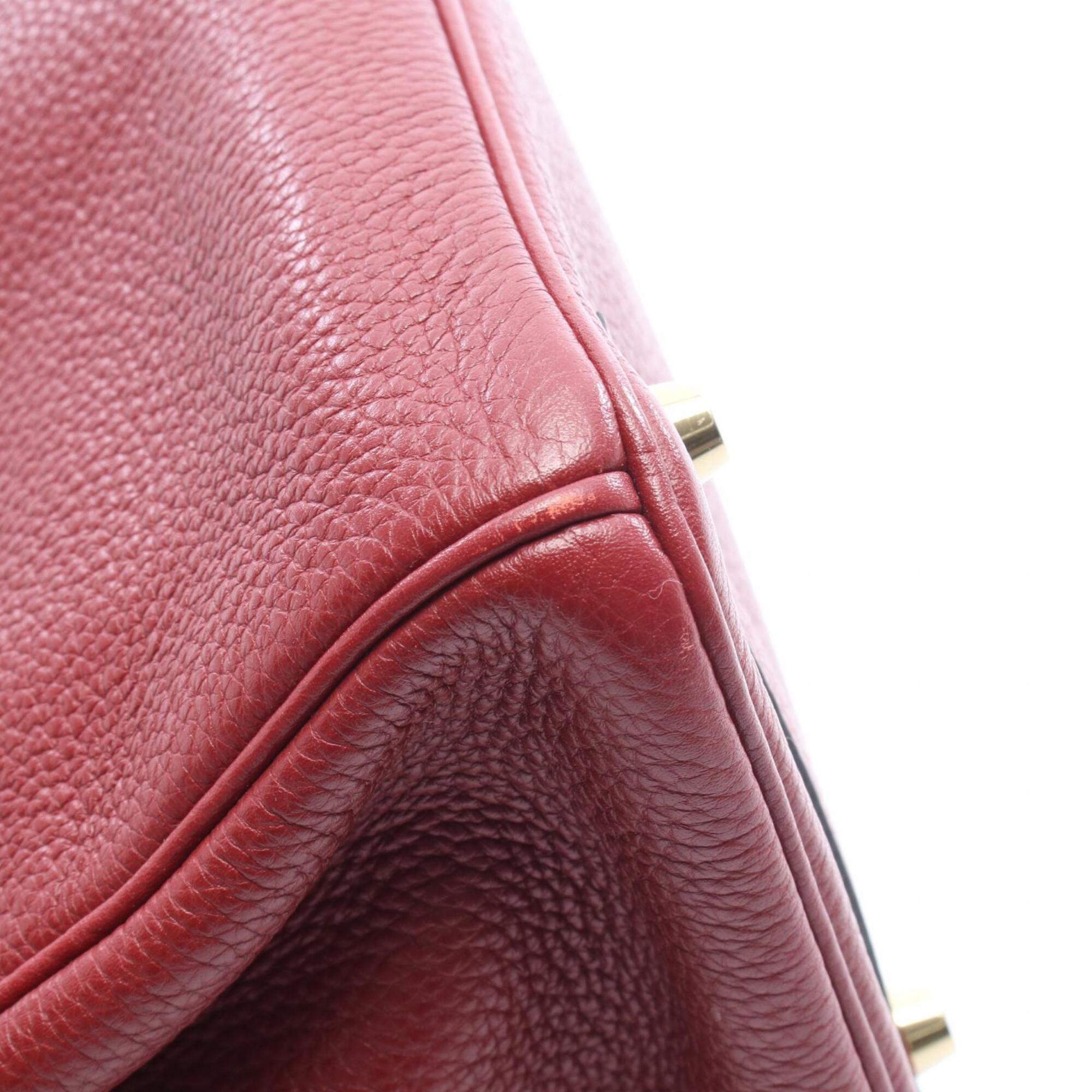 Hermes Bordeaux Ruby Leather Handbag (Pre-Owned)