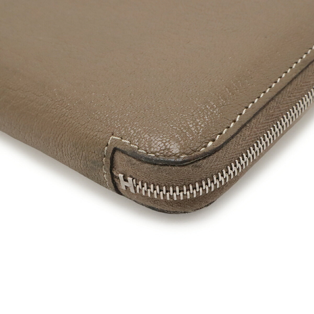 Hermes Etoupe Gray Chevre Leather Long Wallet (Bi-Fold) (Pre-Owned)
