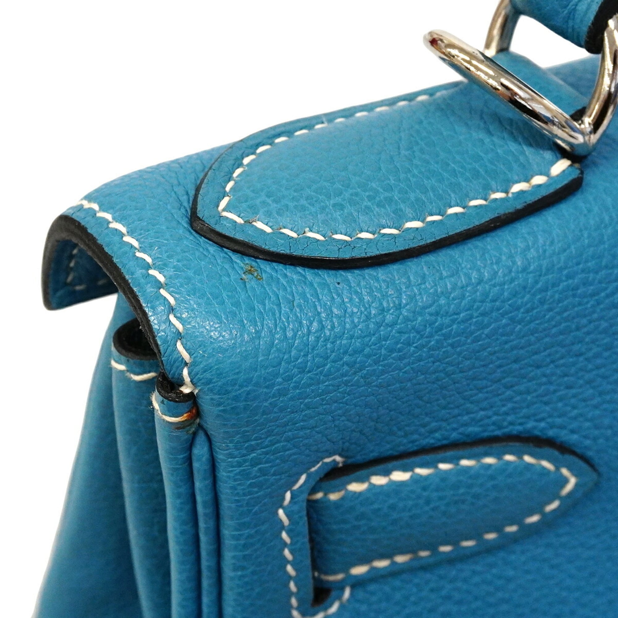 Hermes Blue Jean Togo Leather Handbag (Pre-Owned)