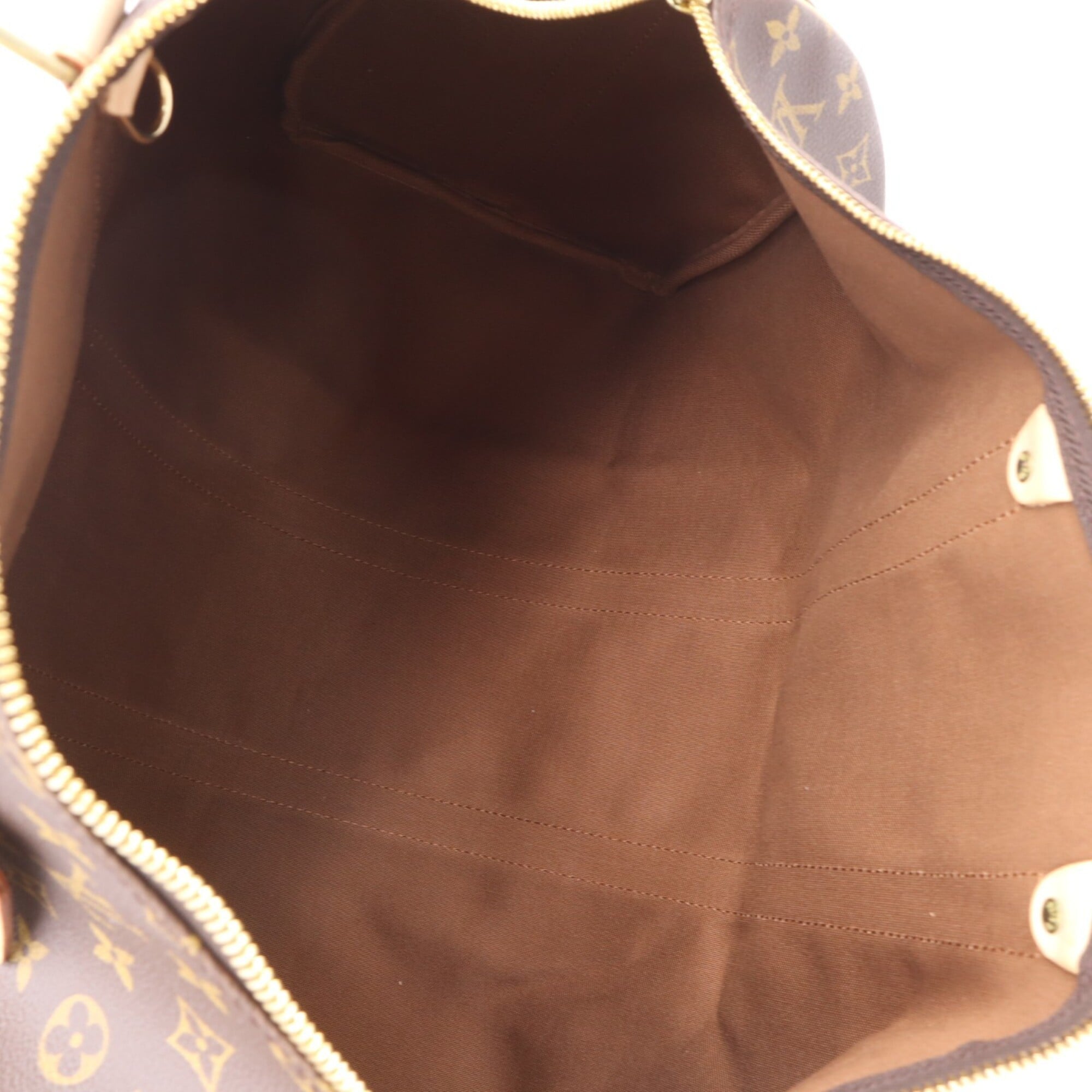 Louis Vuitton Beige Brown Coated Canvas Boston Bag (Pre-Owned)