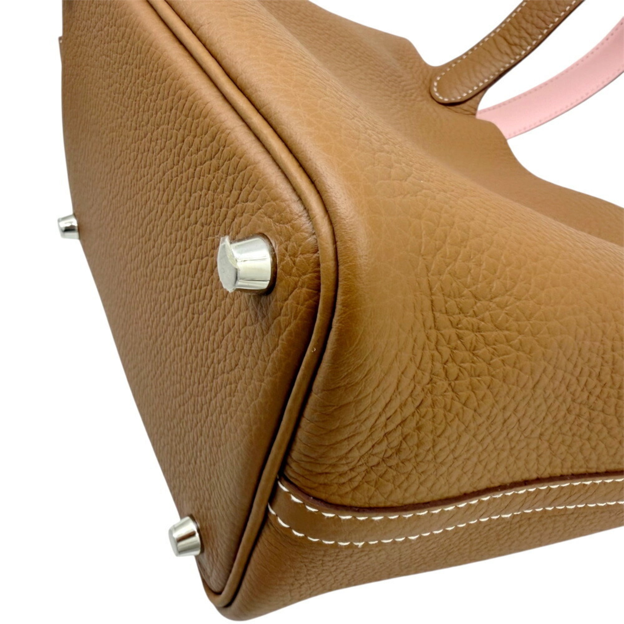 Hermes Gold Rose Sakura Taurillon Clemence Leather Handbag (Pre-Owned)