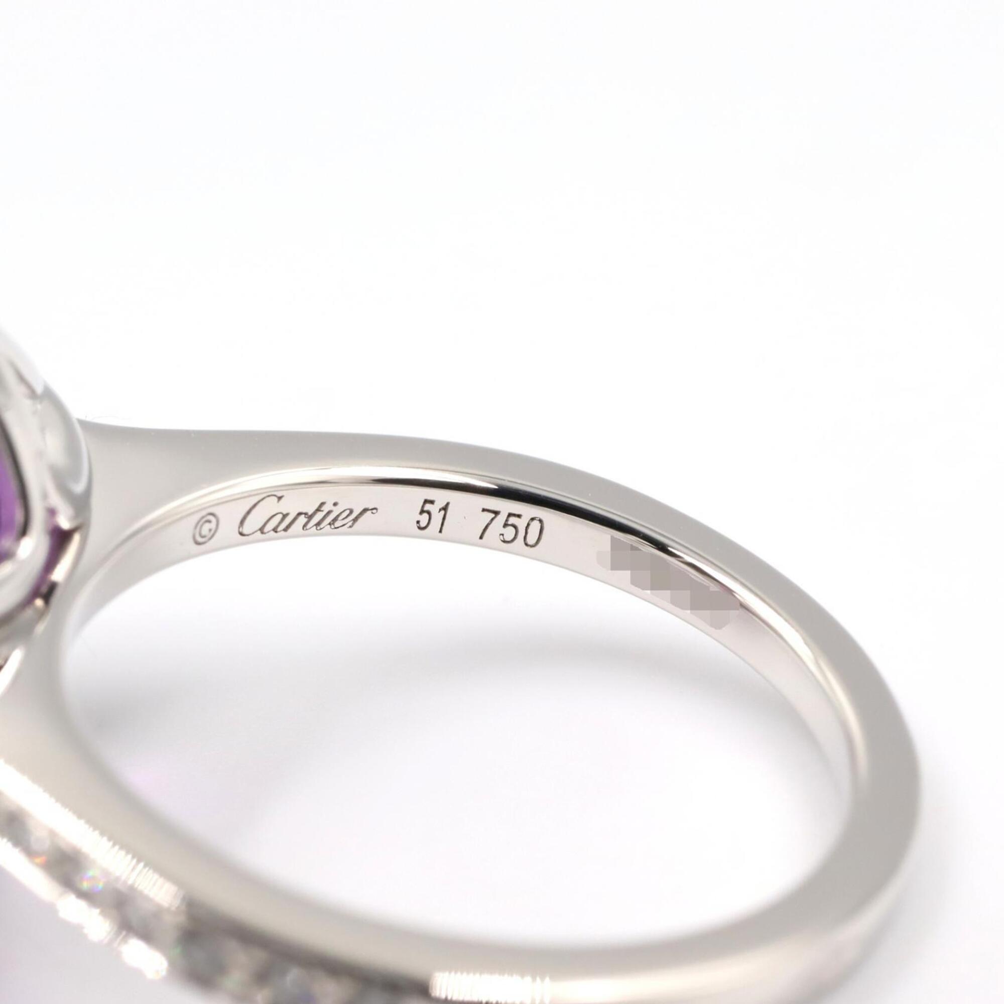 Cartier Silver Clear Purple White Gold (18K) Band Ring (Pre-Owned)