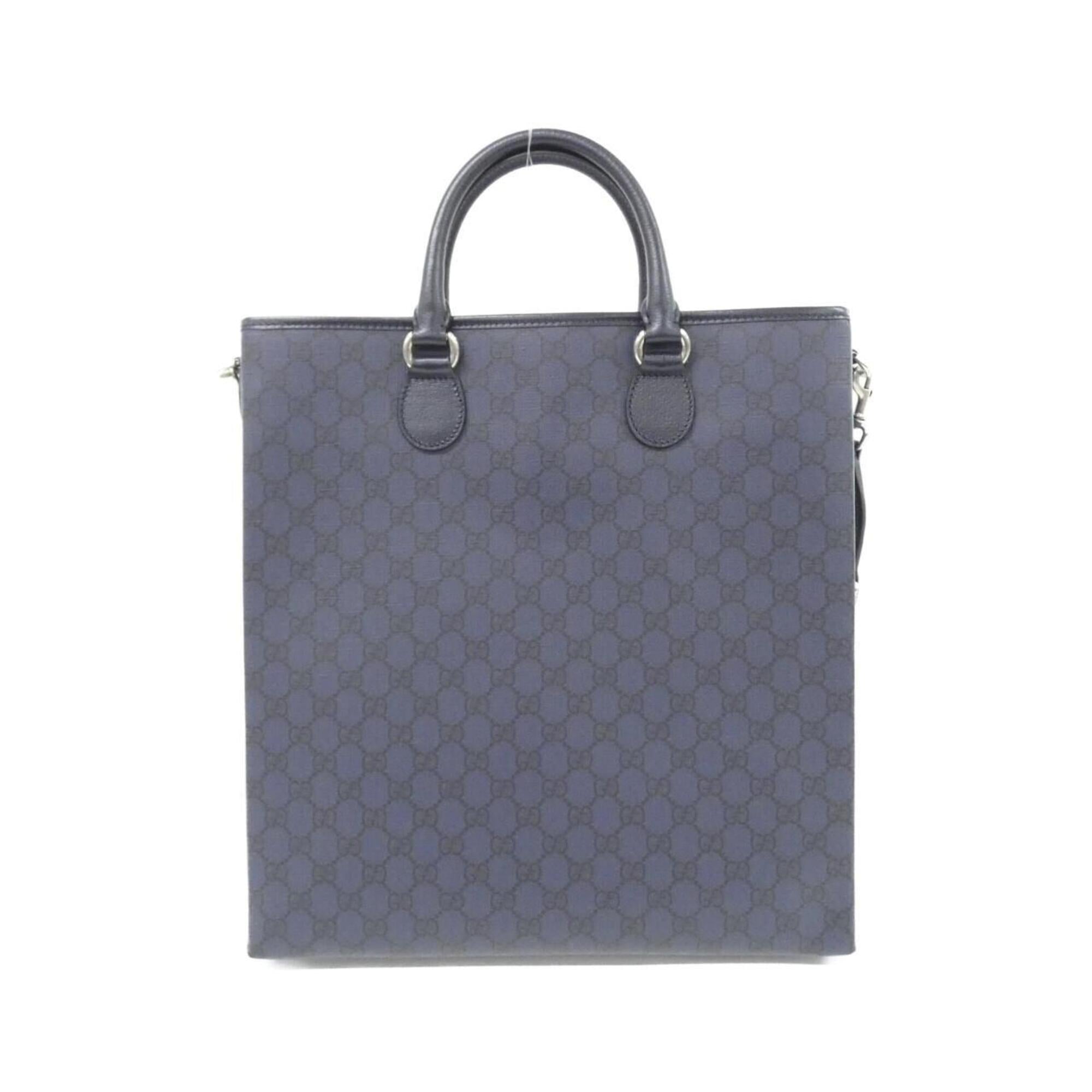 Gucci Black Navy Gg Supreme Canvas Handbag (Pre-Owned)