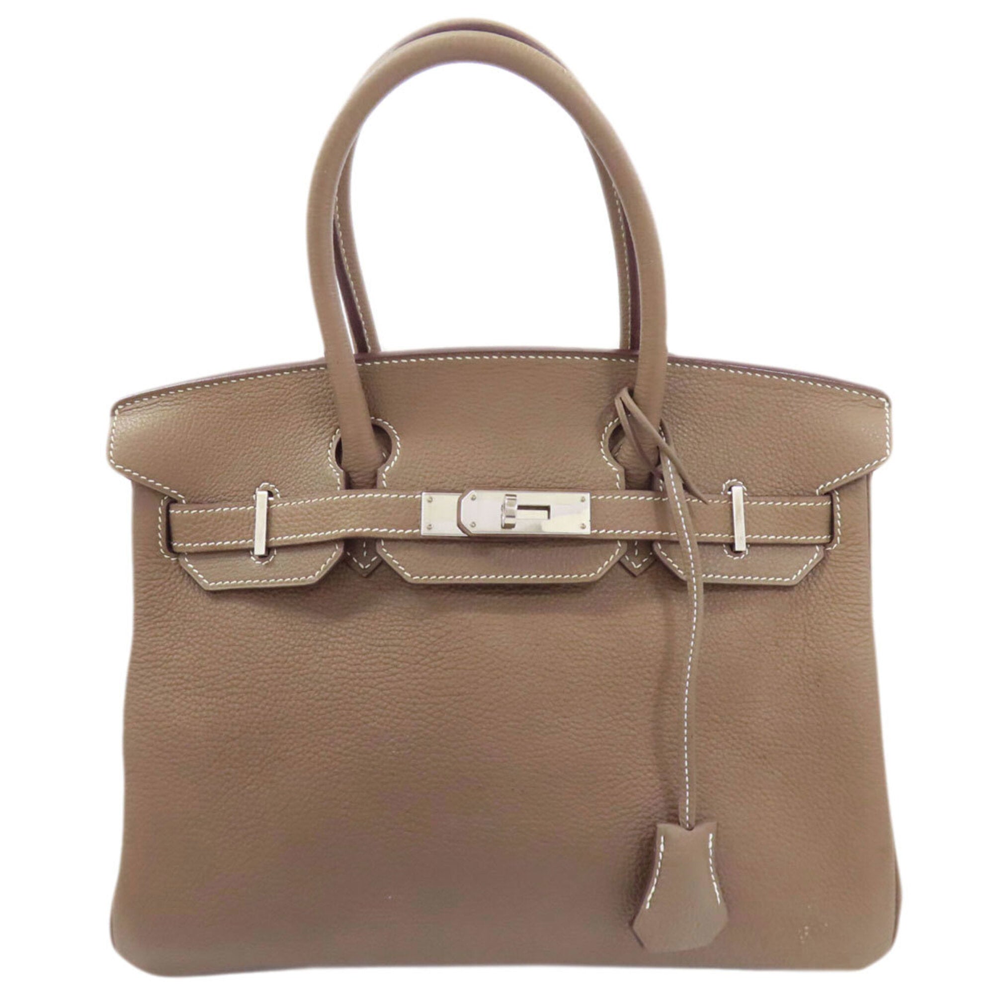 Hermes Etoupe Gray Taurillon Clemence Leather Handbag (Pre-Owned)