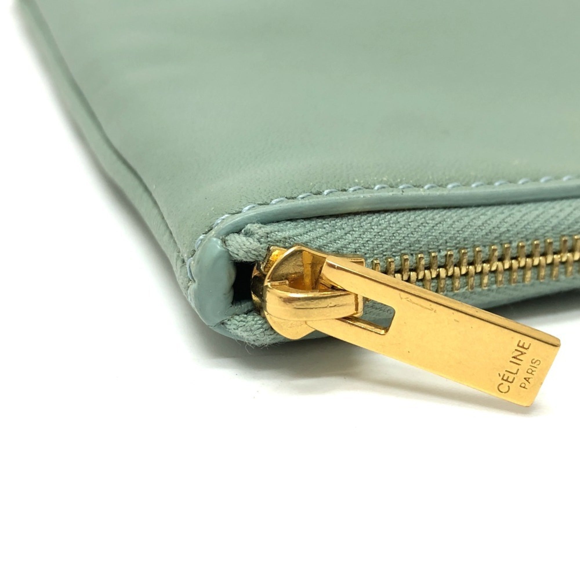 Celine Green Leather Clutch Bag Pouch (Pre-Owned)
