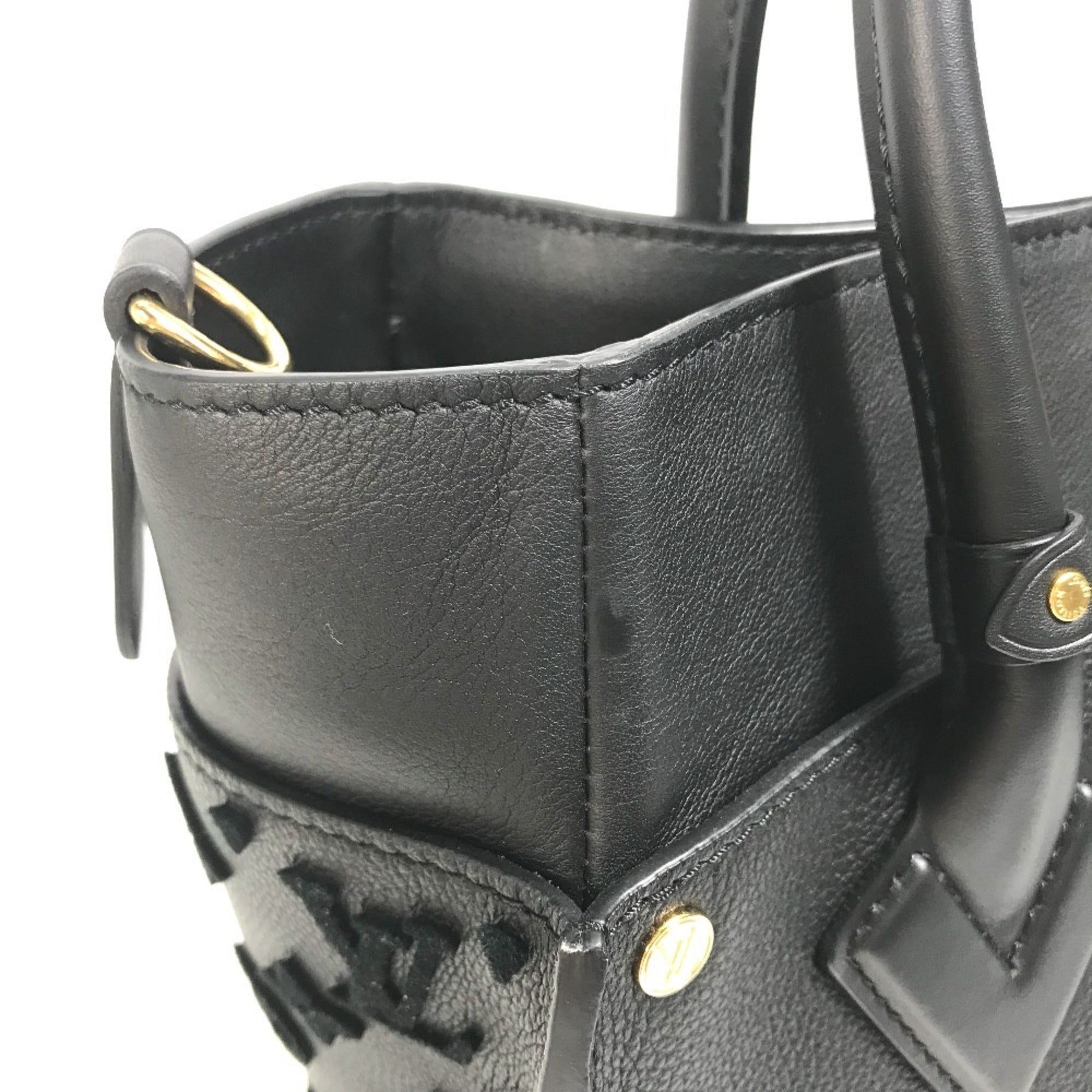 Louis Vuitton Black Leather Handbag Shoulder Bag Tote Bag (Pre-Owned)