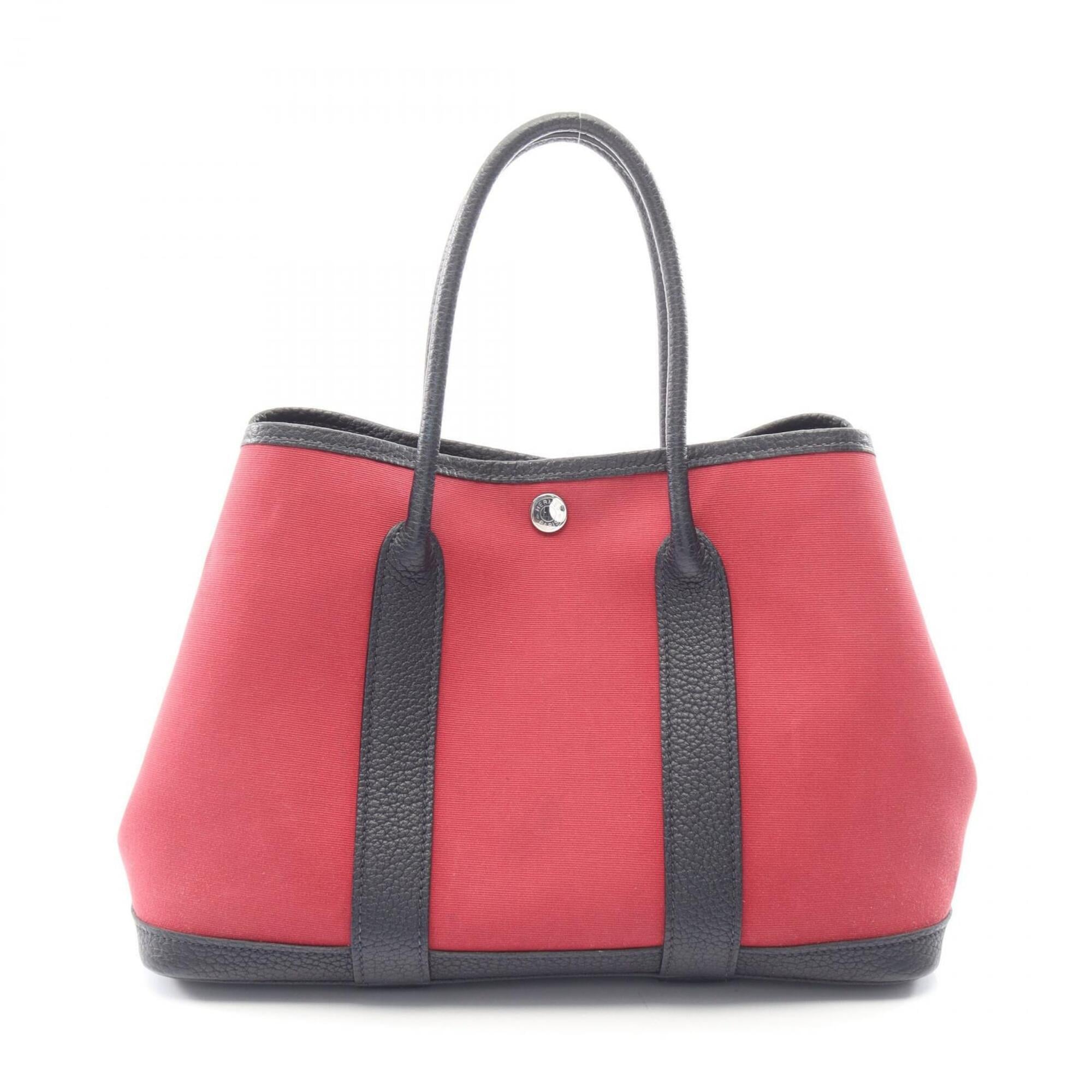 Hermes Blue Indigo Bordeaux Navy Ruby Toile Officier Handbag Tote Bag (Pre-Owned)