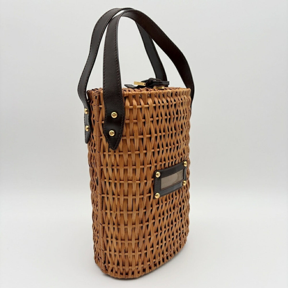 Fendi Brown Dark Brown Wisteria Vine Leather Basket (Pre-Owned)