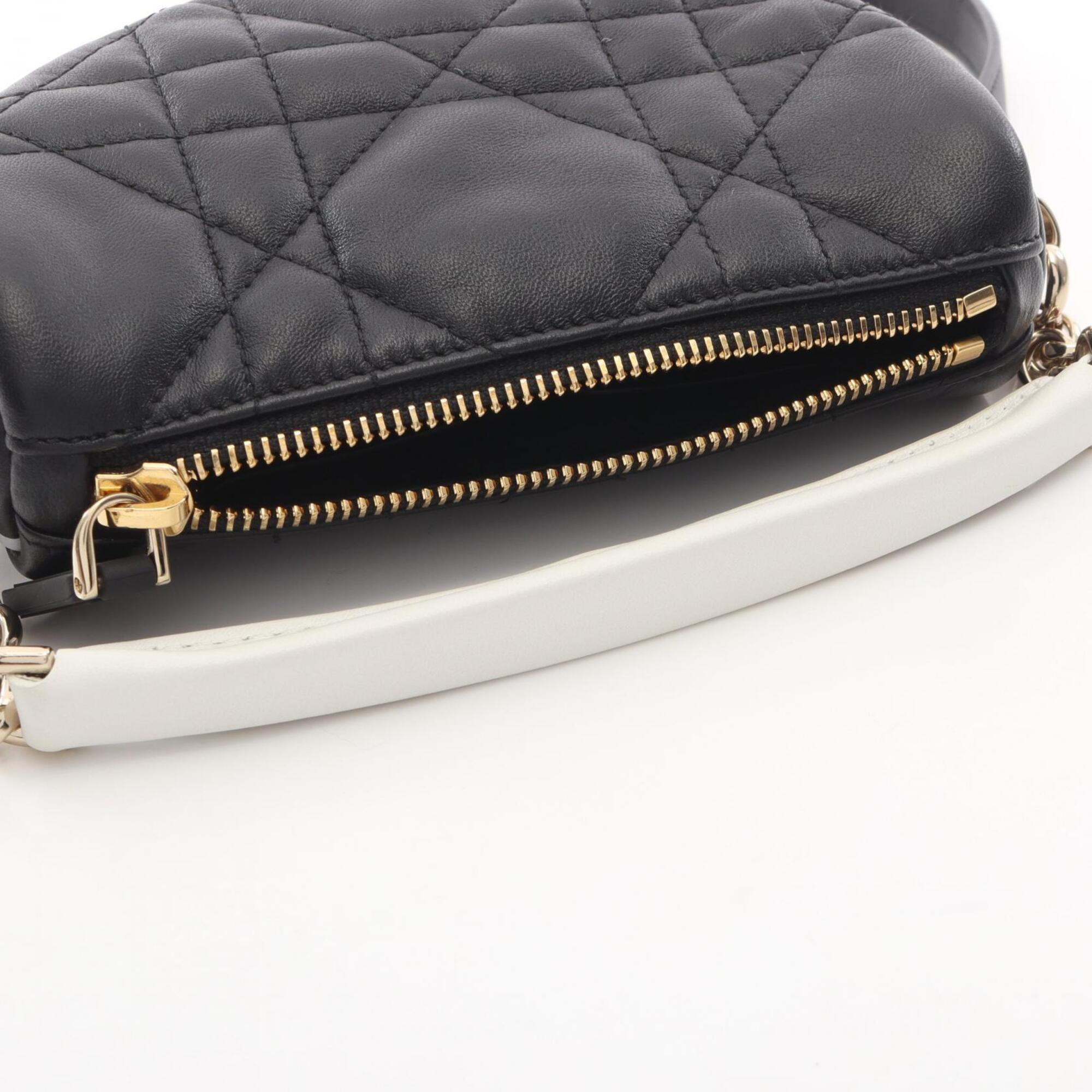 Christian Dior Black White Leather Handbag Shoulder Bag (Pre-Owned)