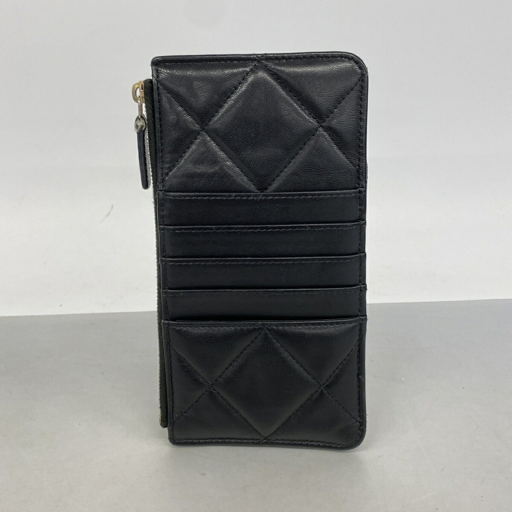 Chanel Black Leather Long Wallet (Bi-Fold) (Pre-Owned)
