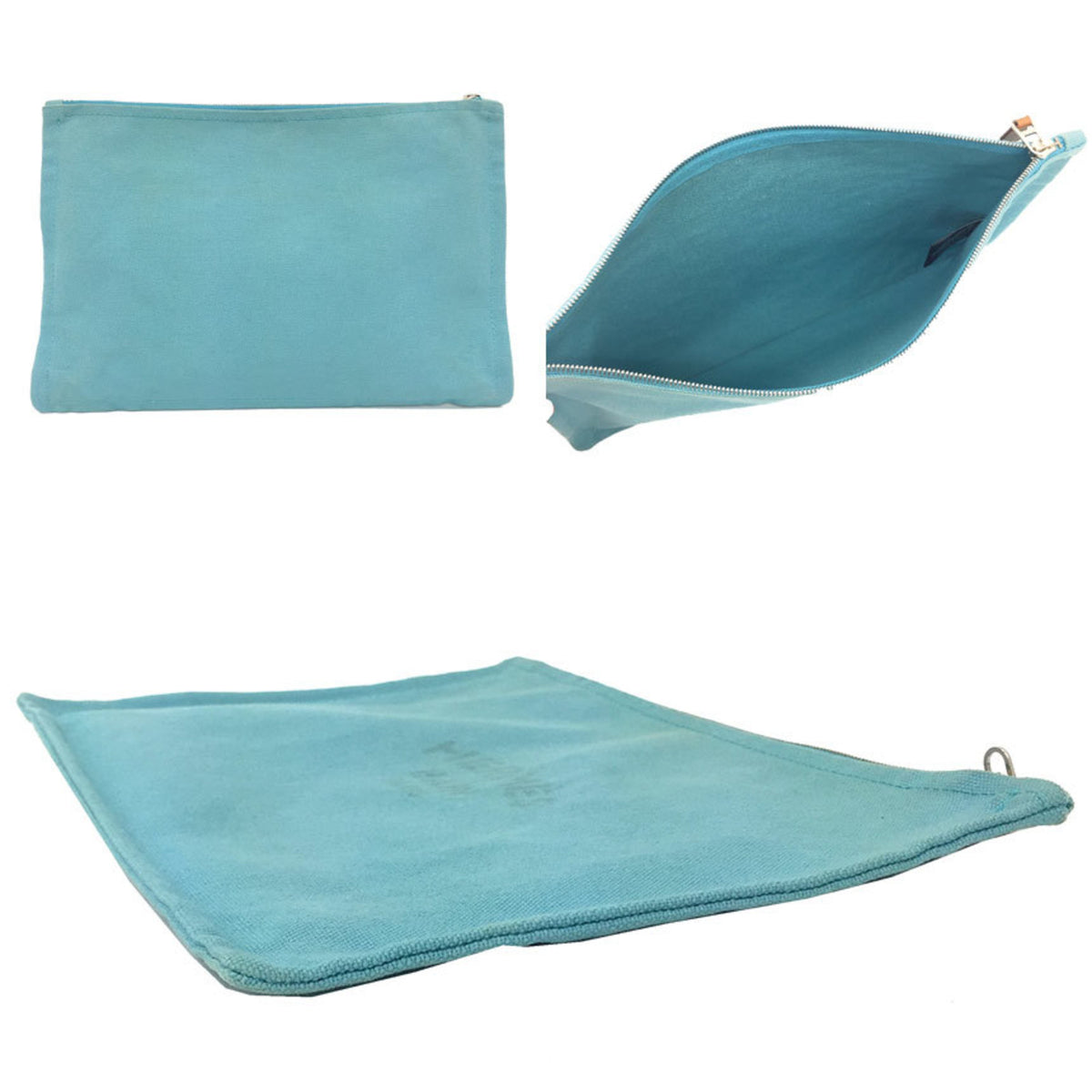 Hermes Blue Canvas Pouch (Pre-Owned)