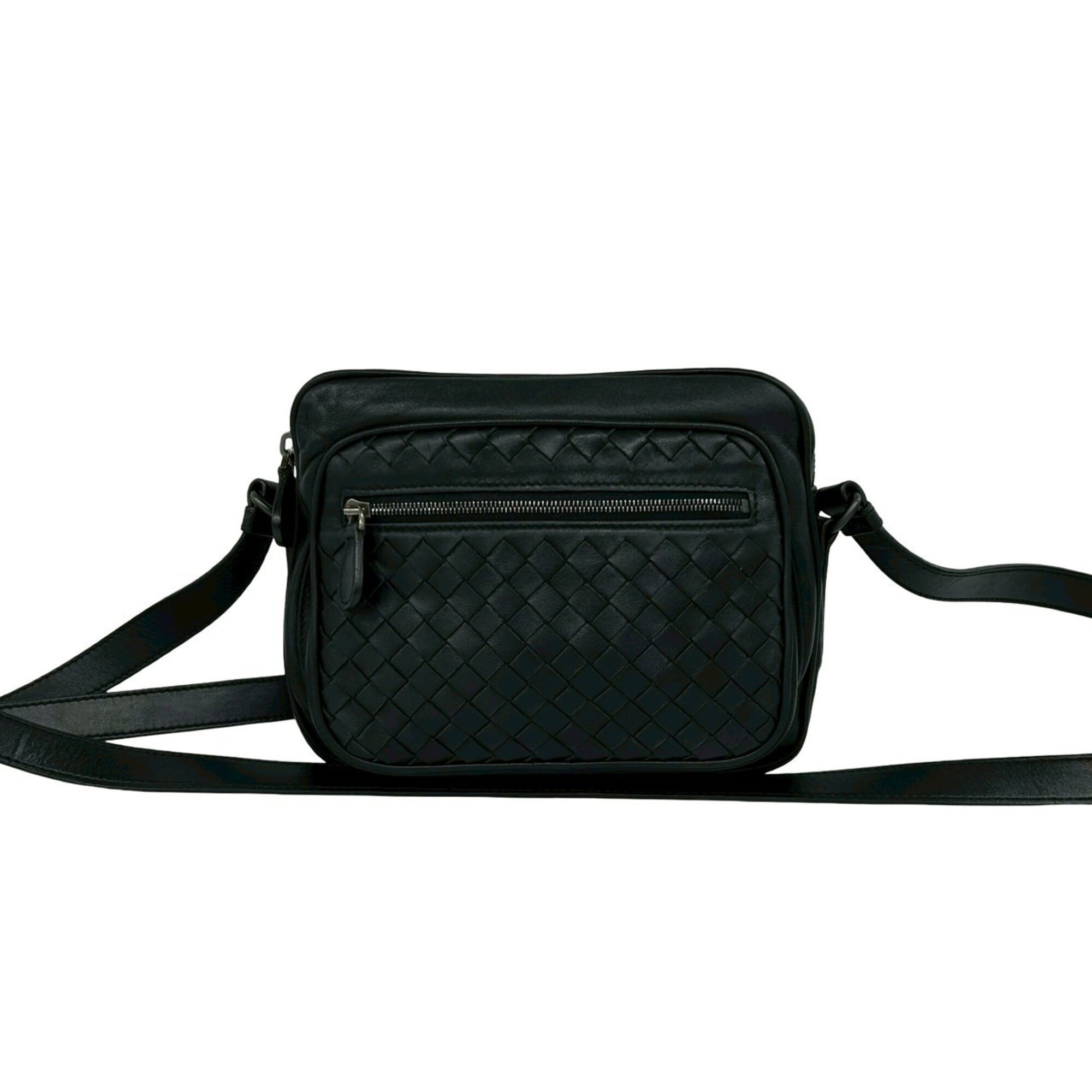 Bottega Veneta Black Leather Pochette Shoulder Bag (Pre-Owned)