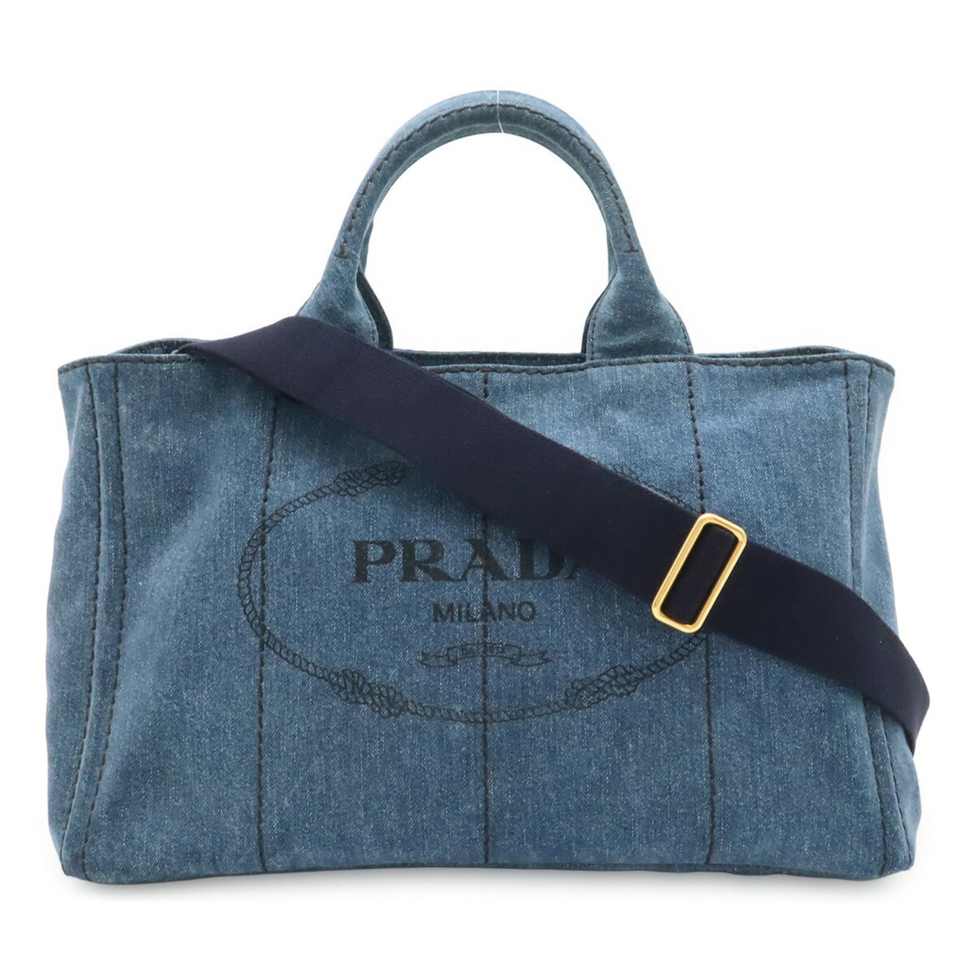 Prada Blue Denim Handbag Shoulder Bag Tote Bag (Pre-Owned)