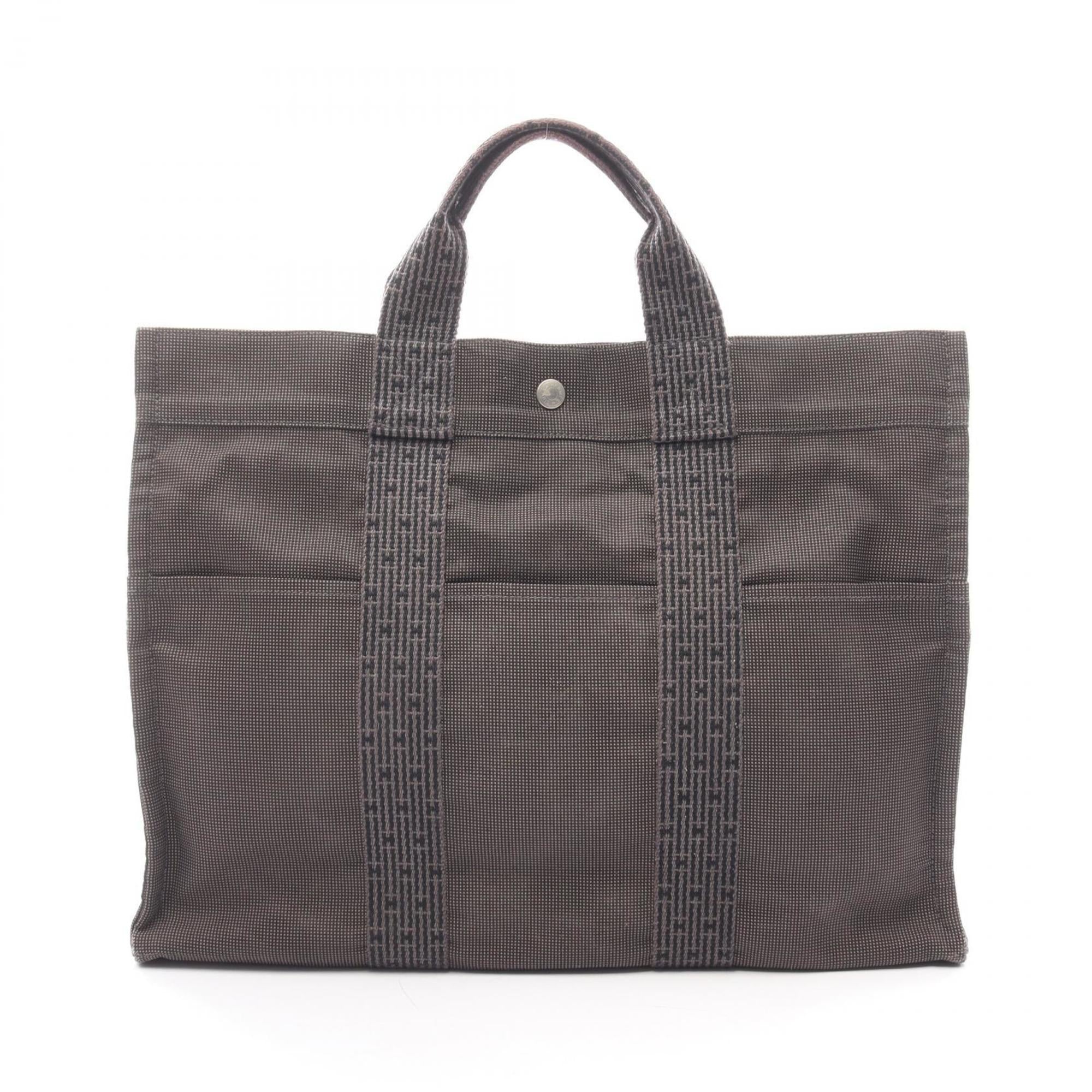 Hermes Gray Nylon Canvas Handbag Tote Bag (Pre-Owned)