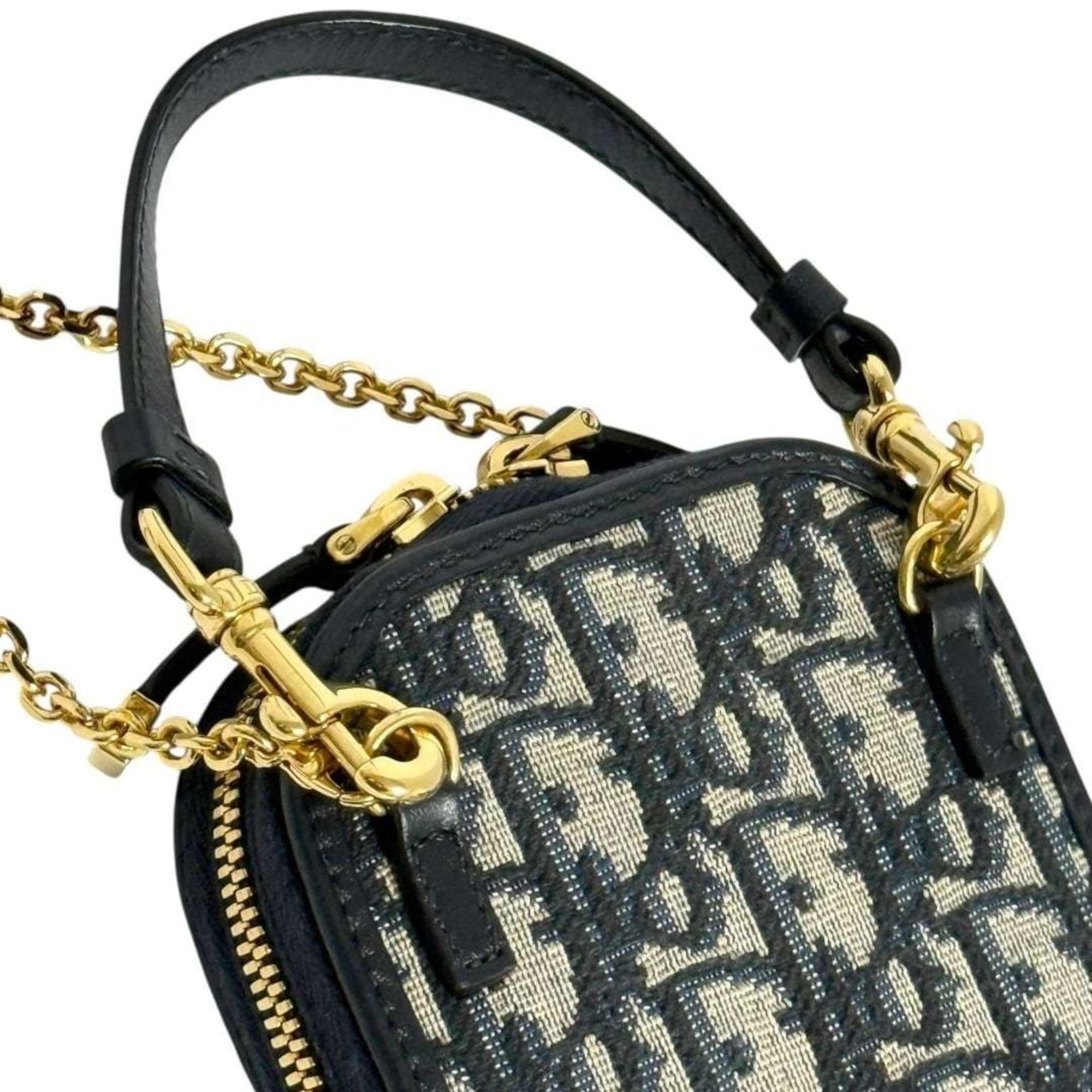 Christian Dior Leather Canvas Metal Handbag (Pre-Owned)