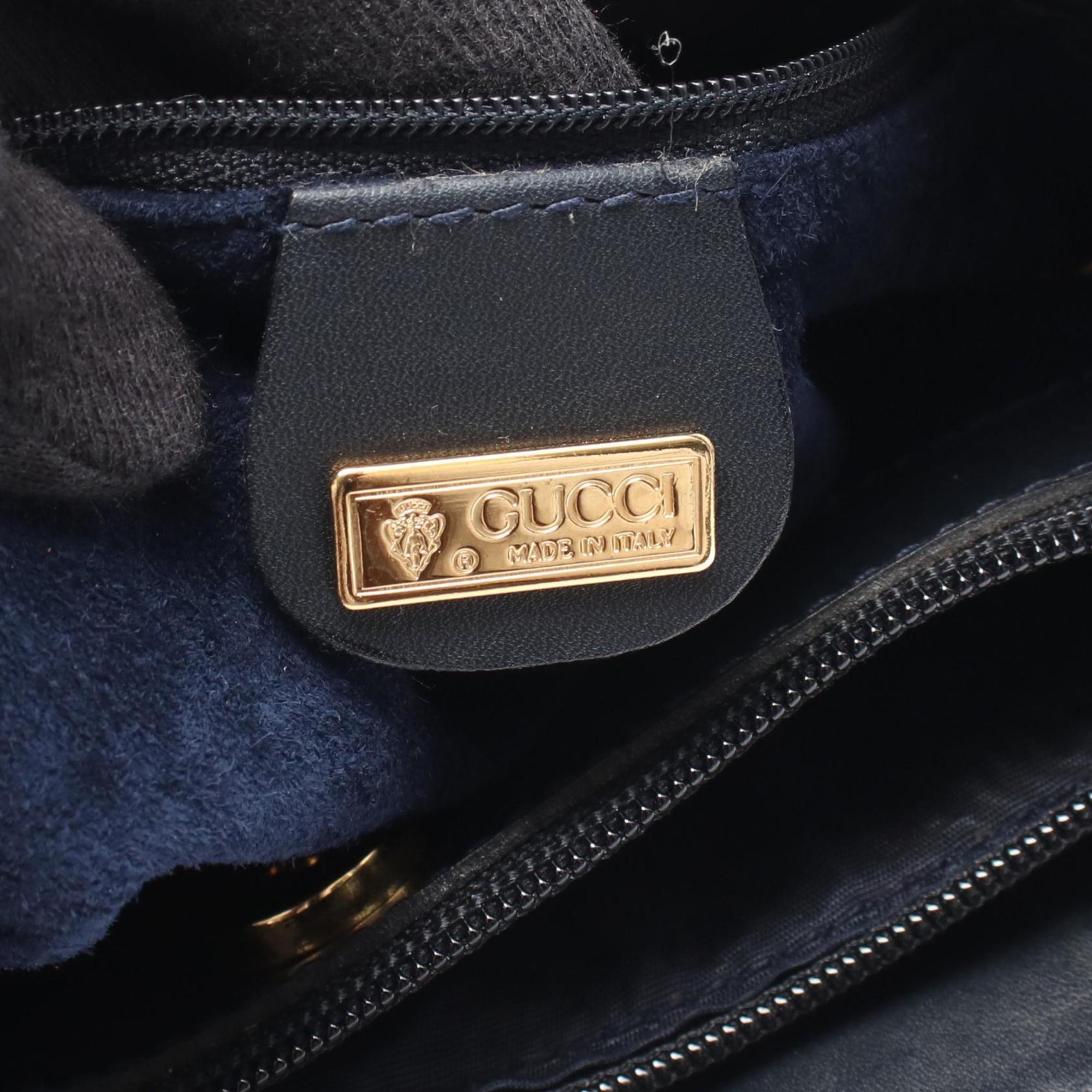 Gucci Navy Leather Shoulder Bag (Pre-Owned)
