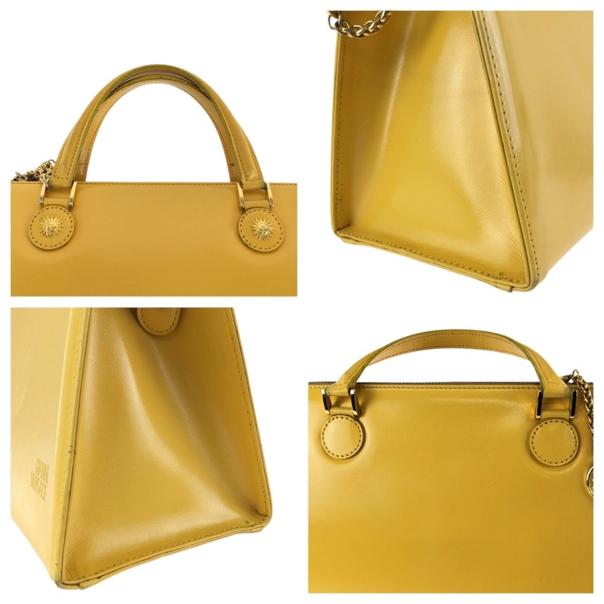 Versace Yellow Leather Handbag Shoulder Bag (Pre-Owned)