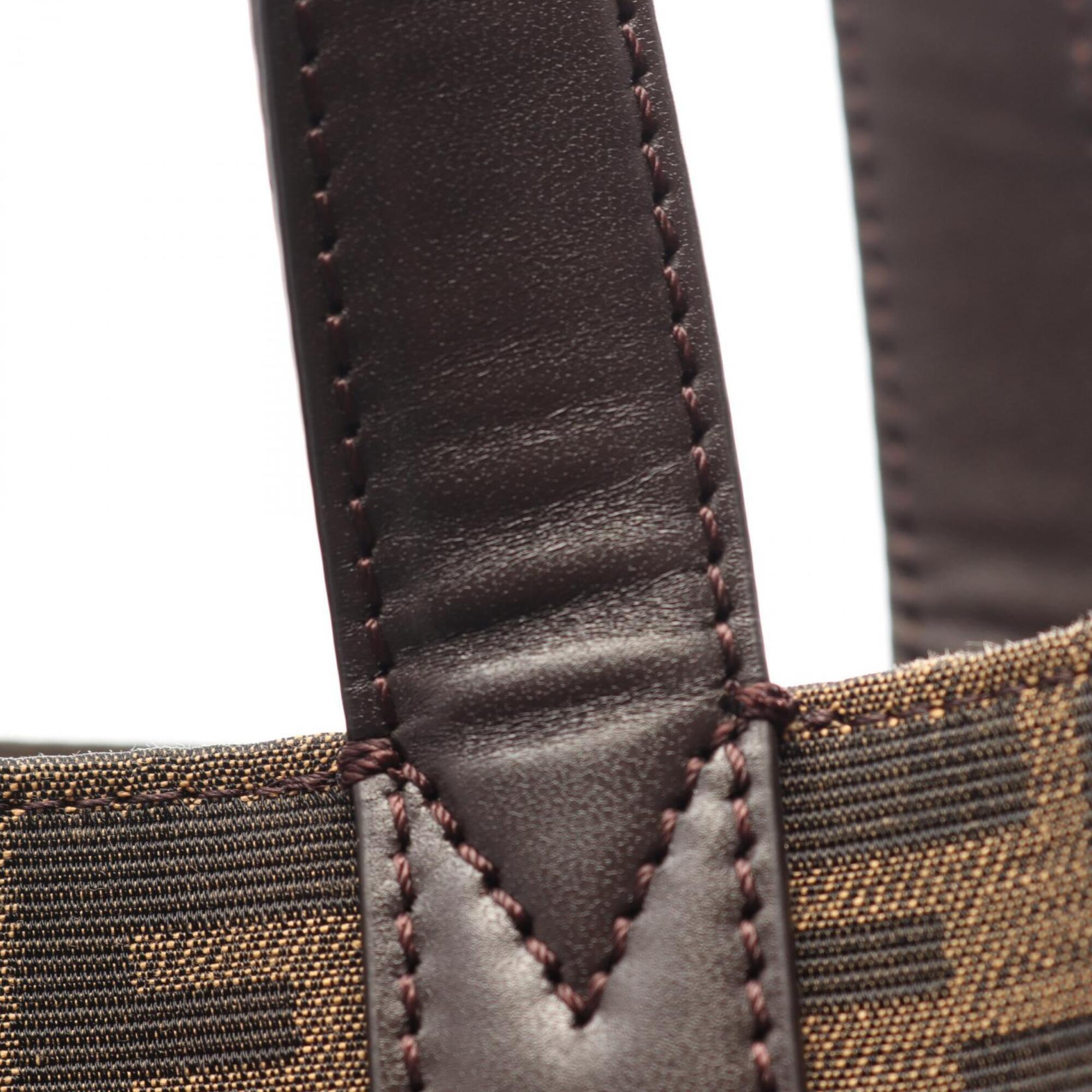Fendi Brown Canvas Leather Handbag Tote Bag (Pre-Owned)