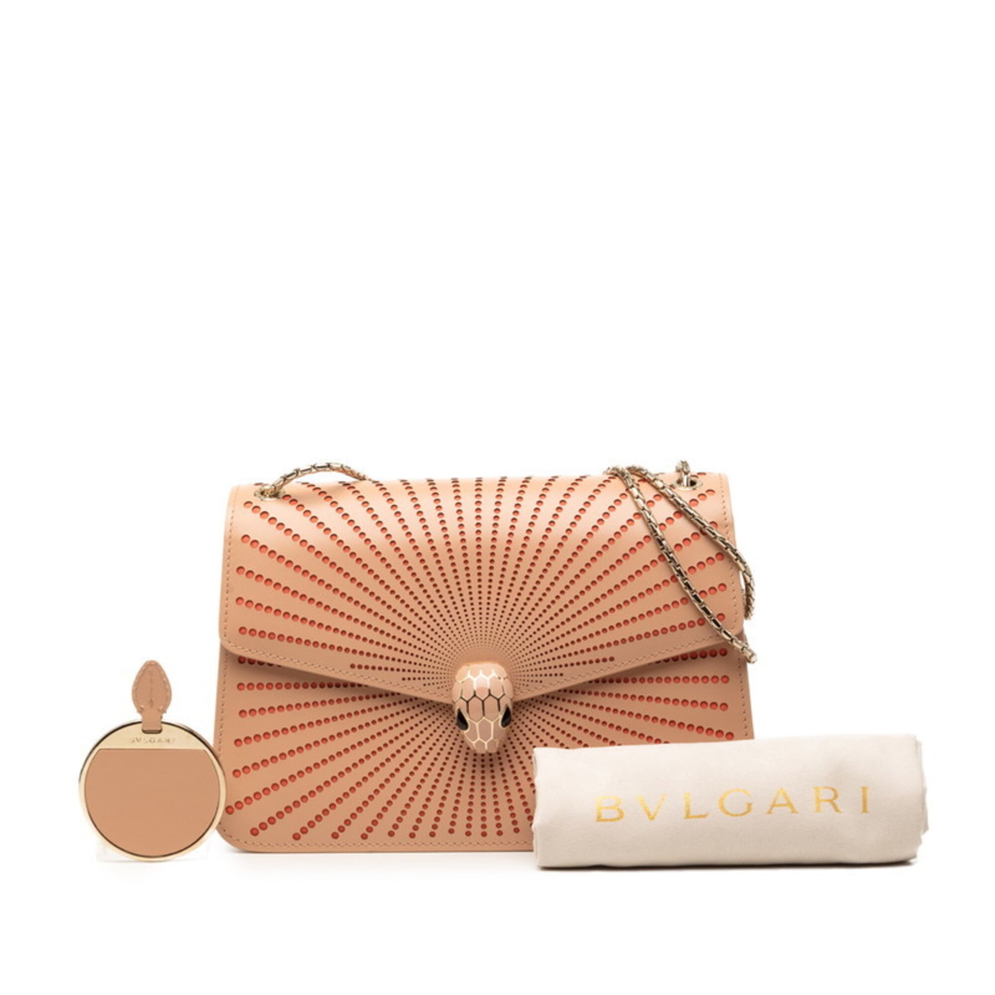 Bvlgari Beige Orange Leather Shoulder Bag (Pre-Owned)