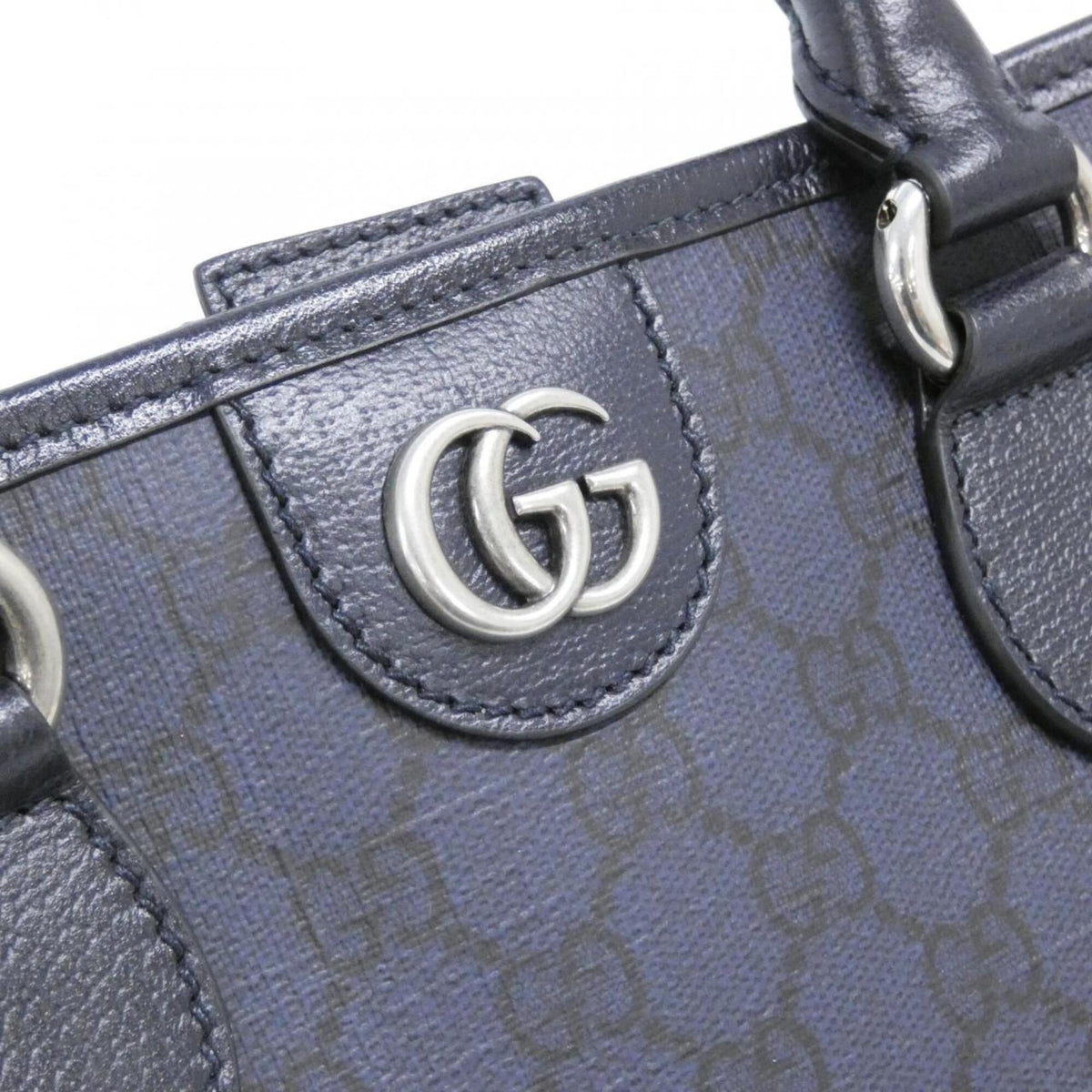 Gucci Black Navy Gg Supreme Canvas Handbag (Pre-Owned)