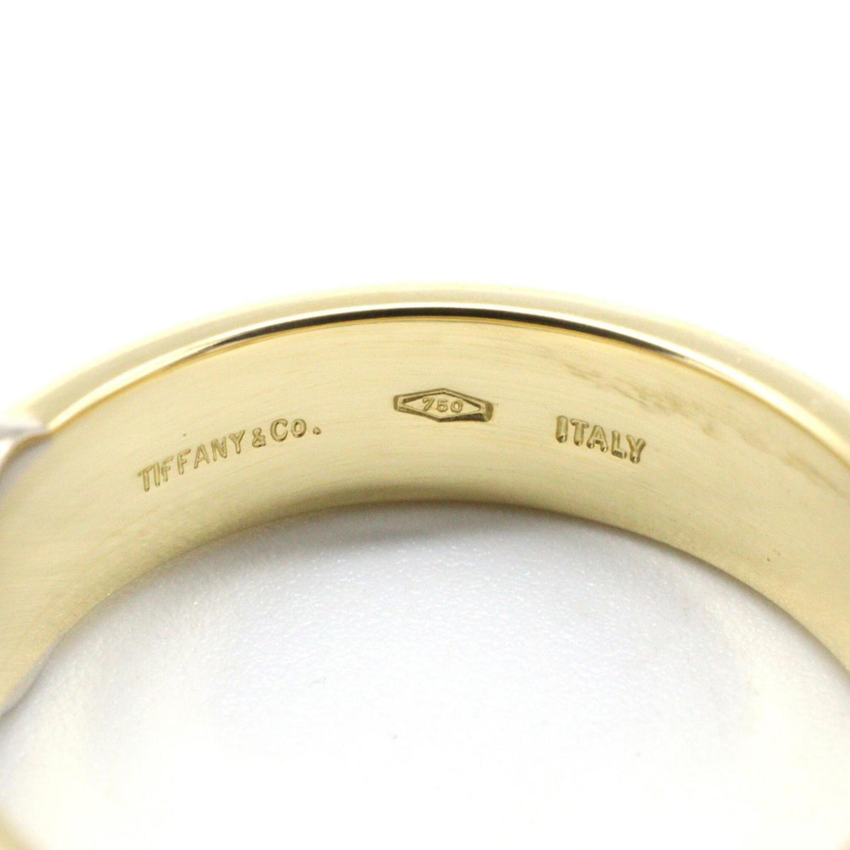 Tiffany Gold Silver Clear Yellow Gold (18K) White Gold (18K) Band Ring (Pre-Owned)