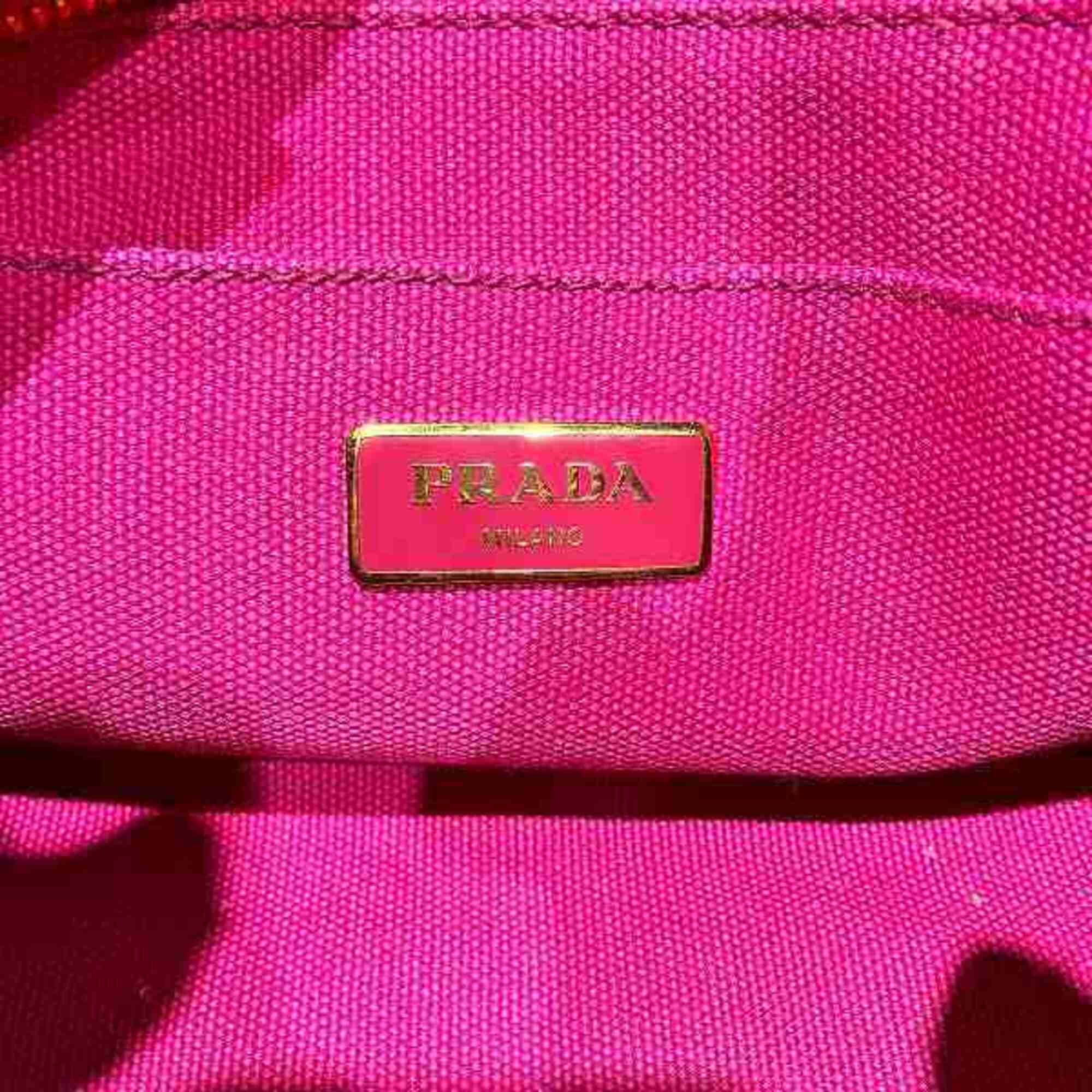 Prada Canapa Pink Canvas Handbag Tote Bag (Pre-Owned)